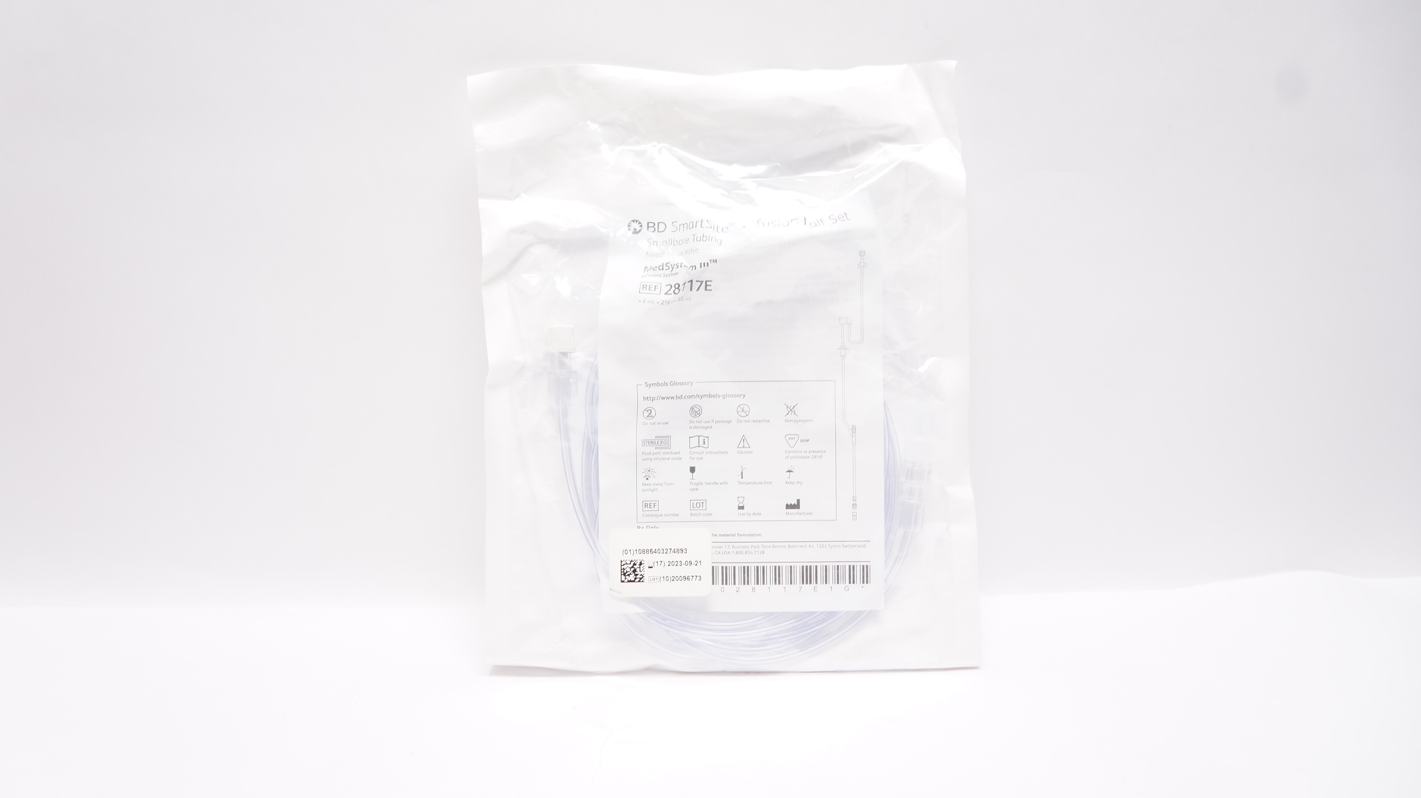 BD 28117E SmartSite Infusion Half Set Smallbore Tubing 6mL x 85inch (x)