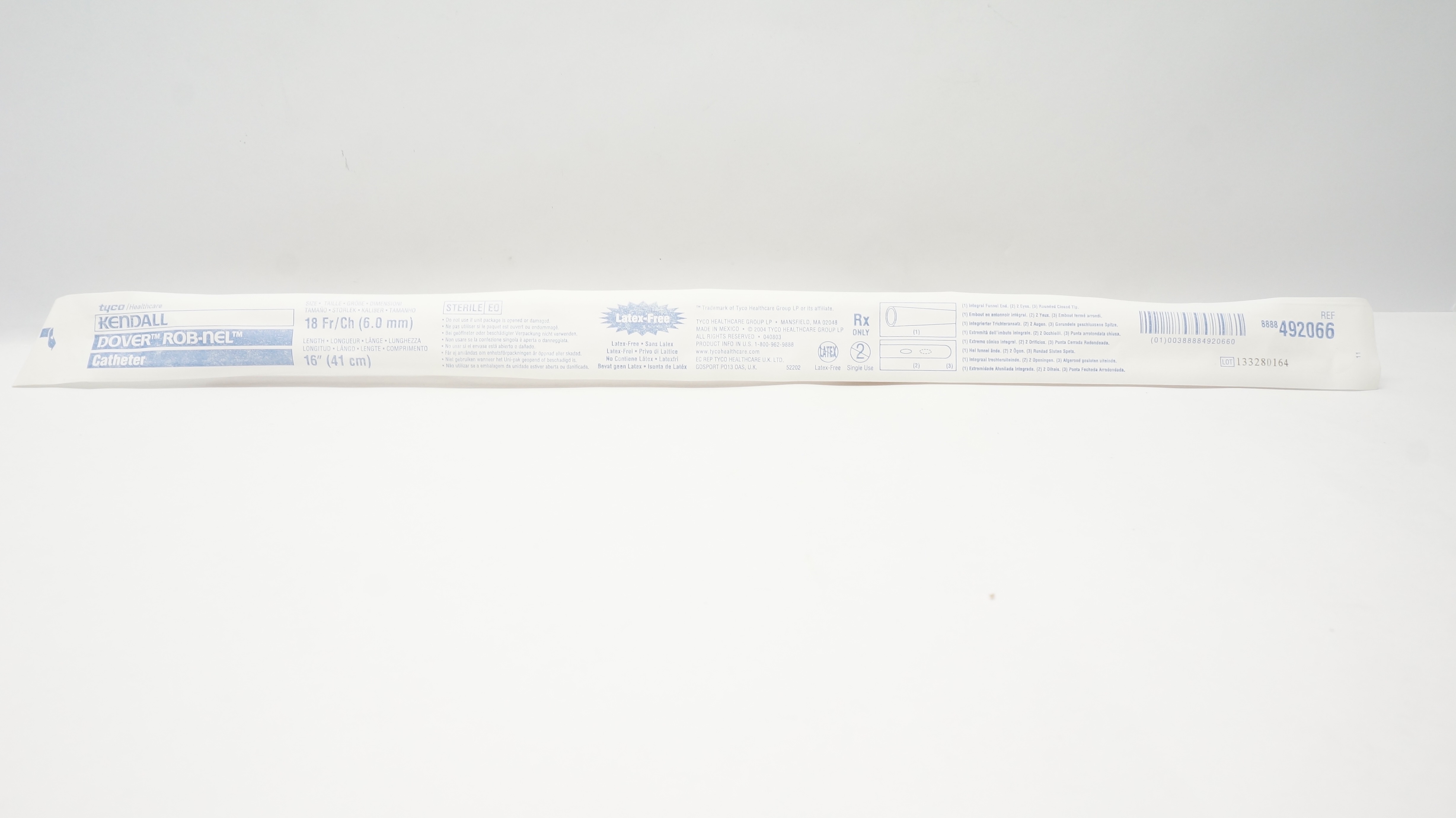 Tyco Healthcare 8888492066 Kendall  Dover Rob Nel Cath. 18 Fr/Ch x 16inch