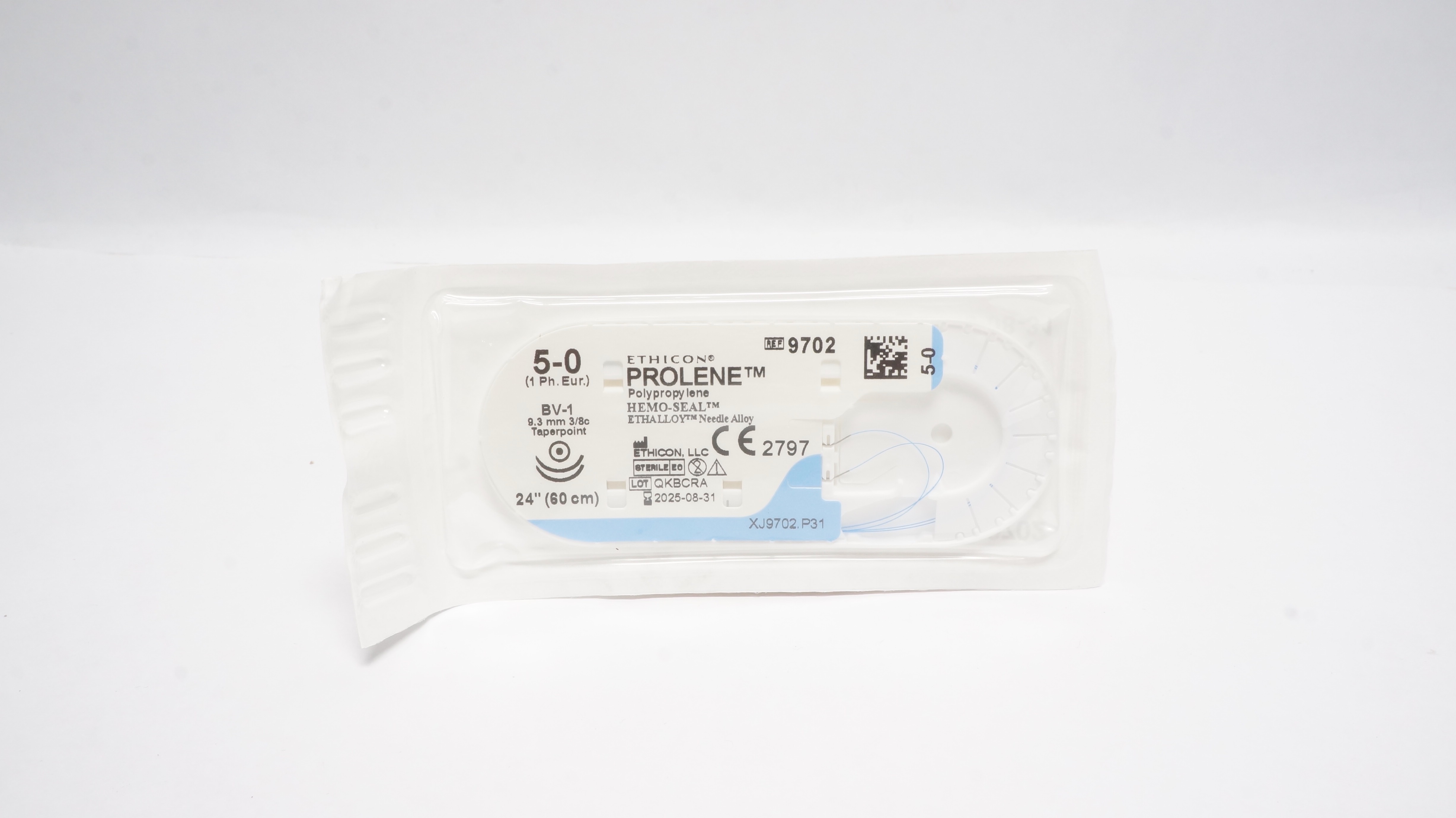 Ethicon 9702 5-0 PROLENE Polypropylene Stre BV-1 9.3mm 3/8c Taper 24inch (x)
