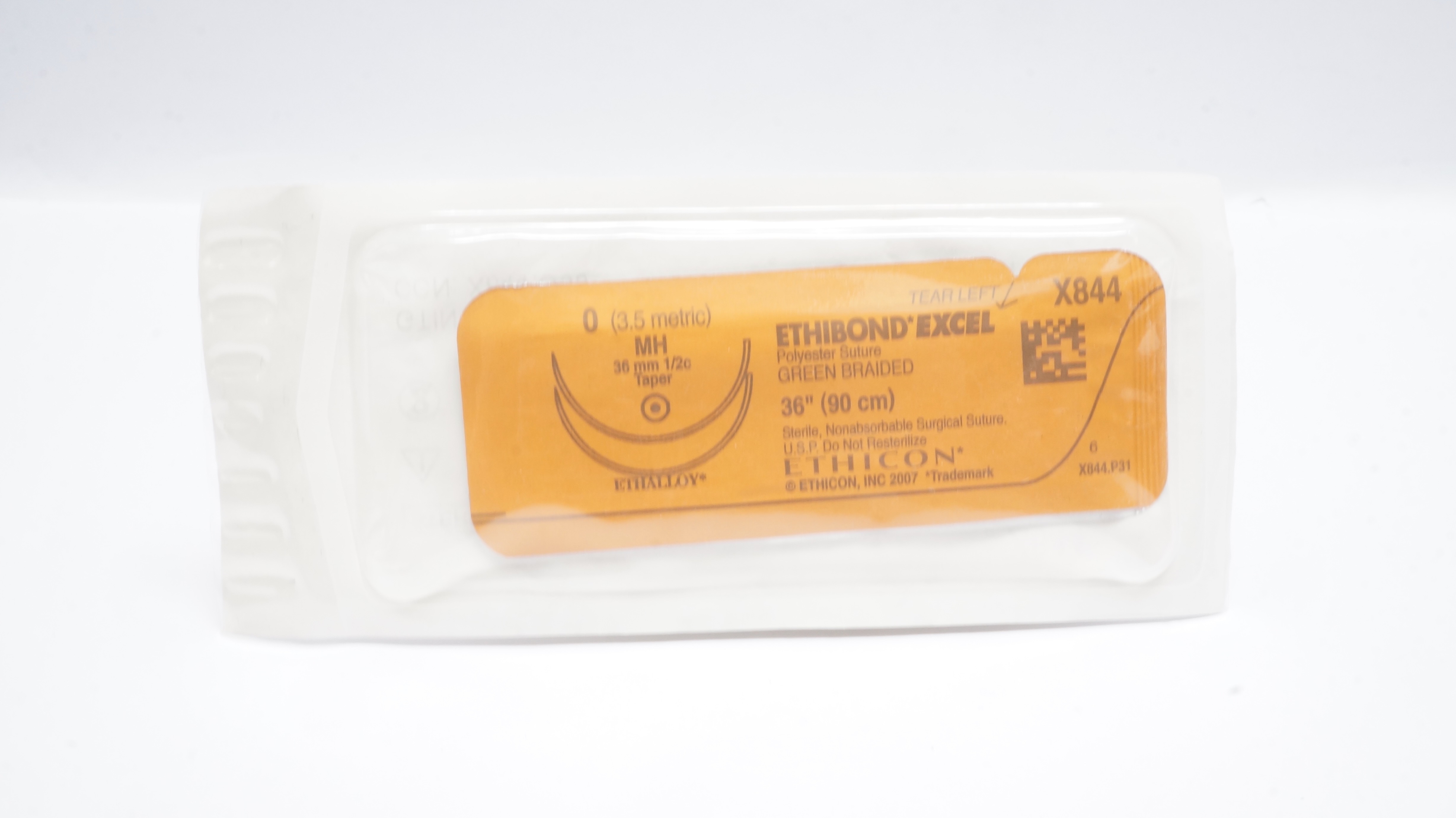Ethicon X844 0 ETHIBOND EXCEL Polyester Stre MH 36mm 1/2c Taper, 36inch