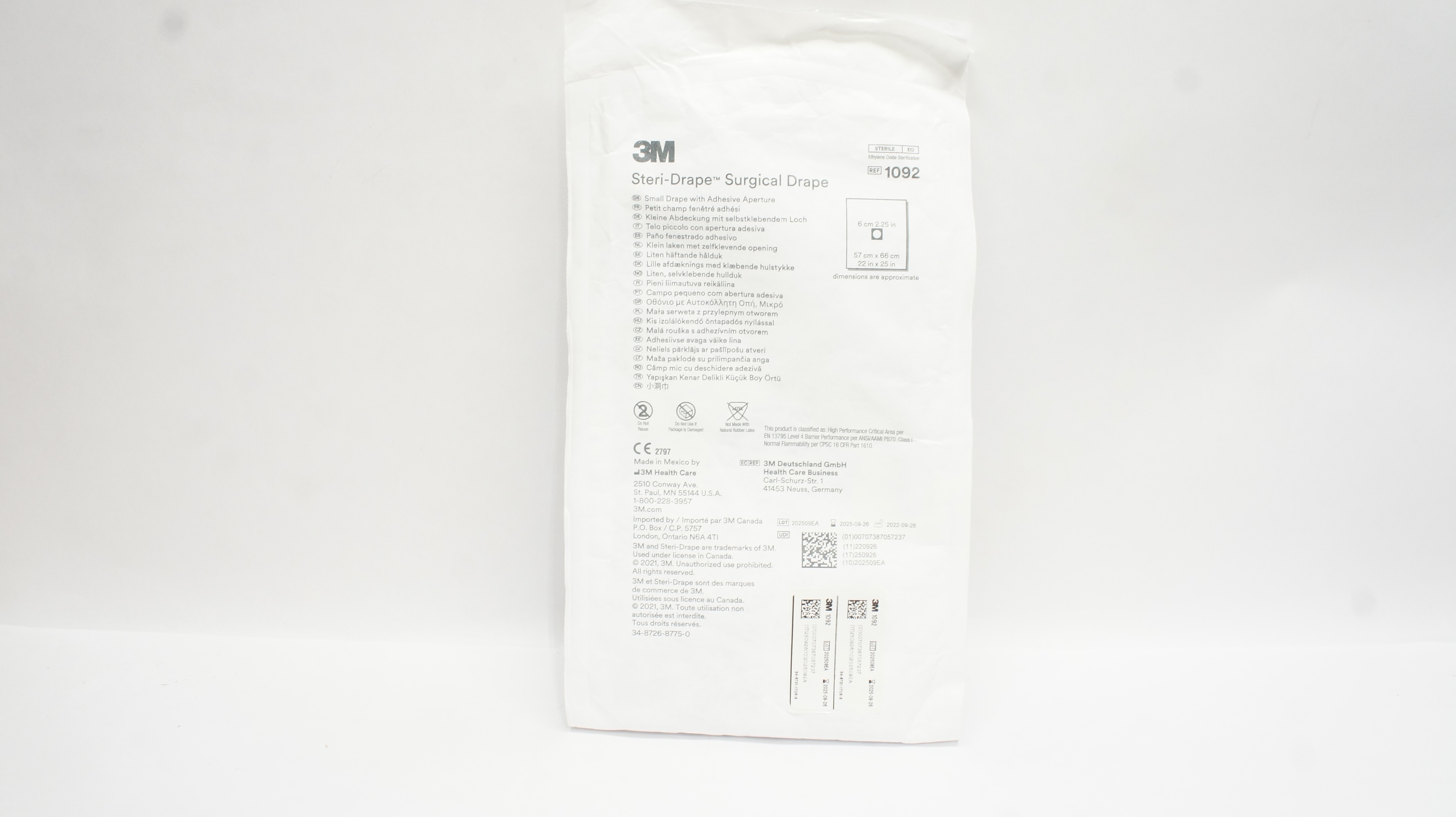 3M 1092 Steri-Drape Surgical Drape w/Adhesive Aperture 22inchx25inch