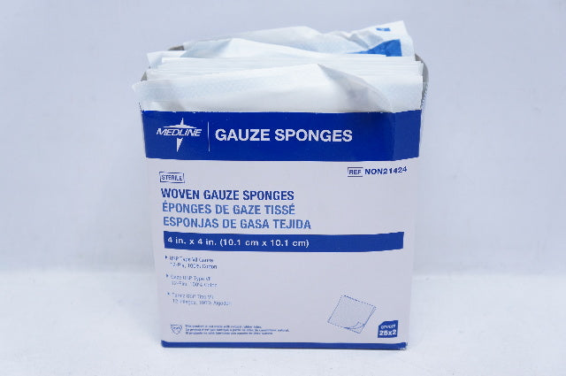Medline NON21424 Woven Gauze Sponges  12-Ply 4inch x 4inch - Box of 50