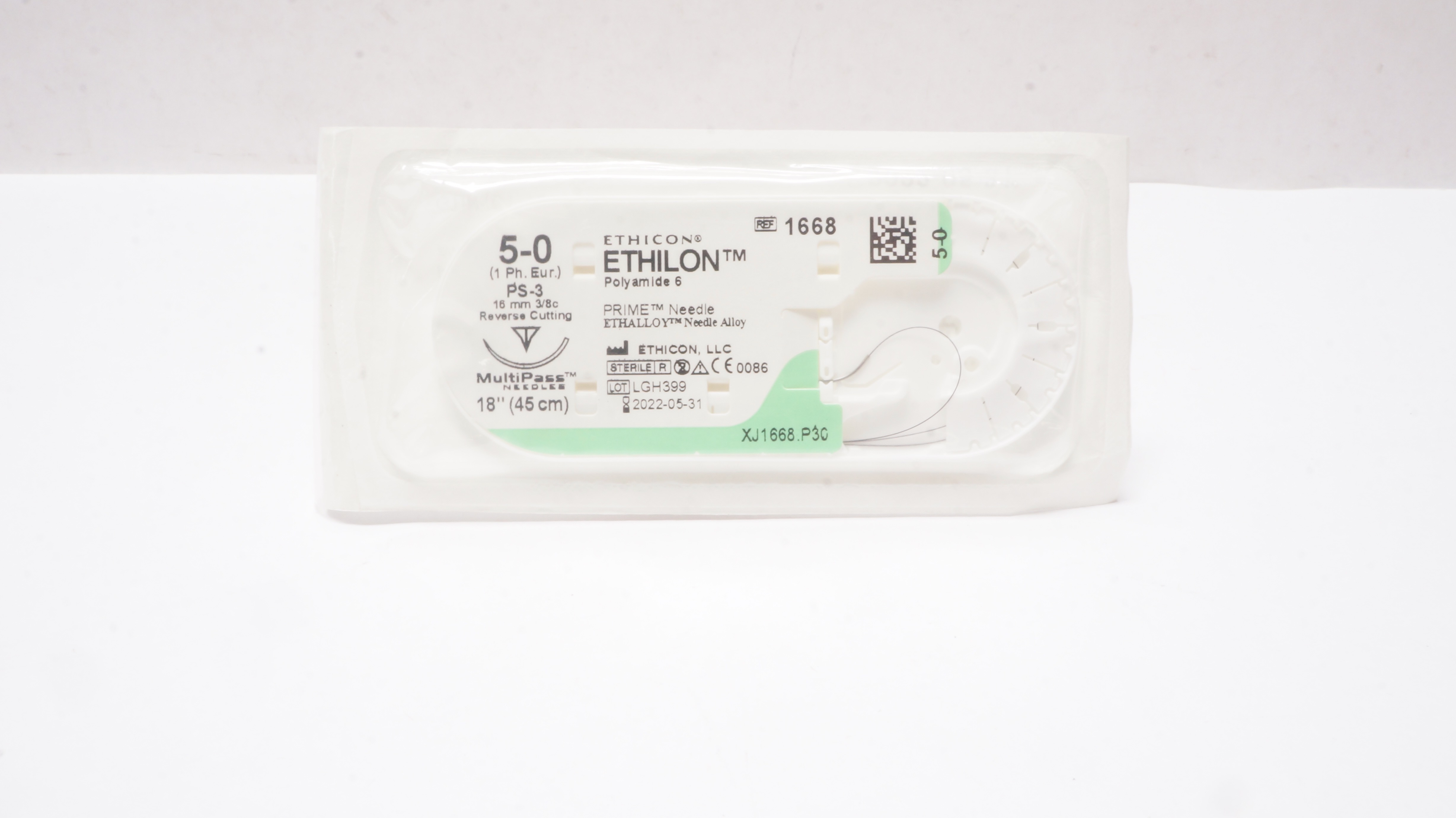 Ethicon 1668 5-0 ETHILON PS-3 16mm 3/8c Reverse Cutting 18inch (x)