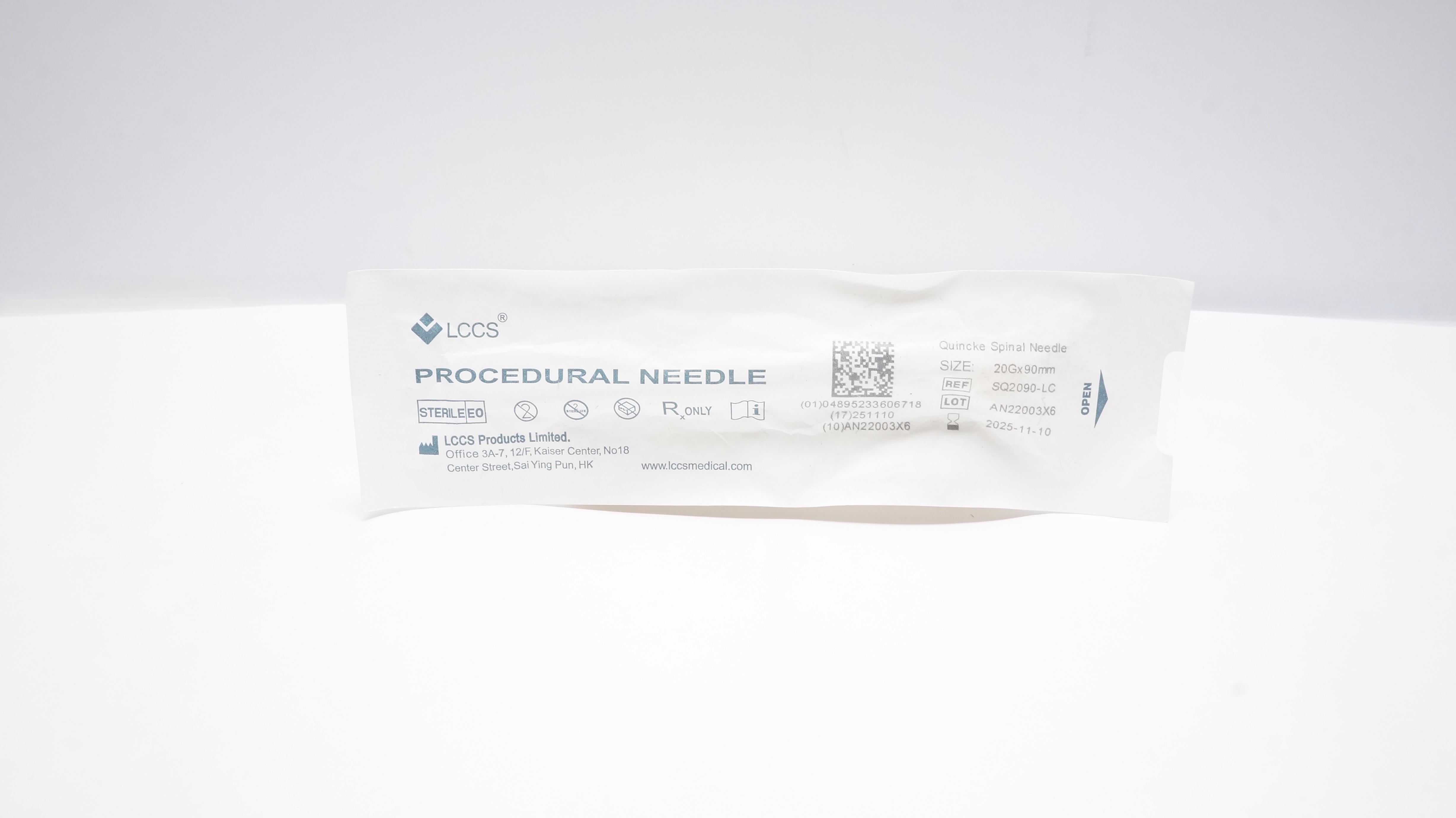 LCCS MEDICAL SQ2090-LC Procedural Ndle, Quinkle Spinal Ndle.20G x 90mm