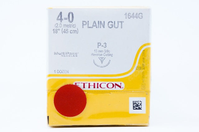 Ethicon 1644G 4-0 PLAIN GUT, P-3, 13mm 3/8c, 18inch ~ Pack of 12 (x)