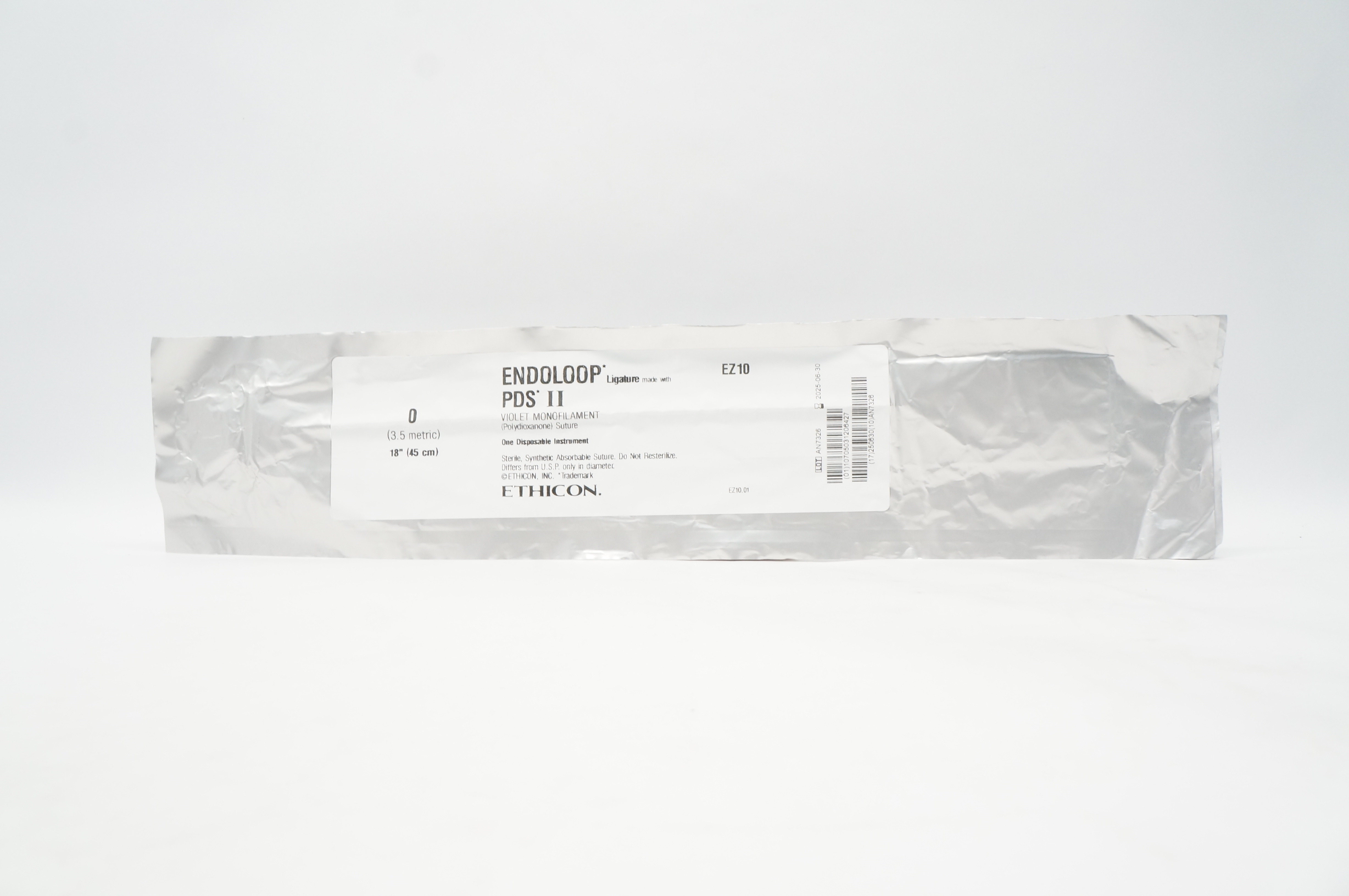 Ehticon EZ10 Endoloop 0 PDS II Violet Monofilament, 18inch