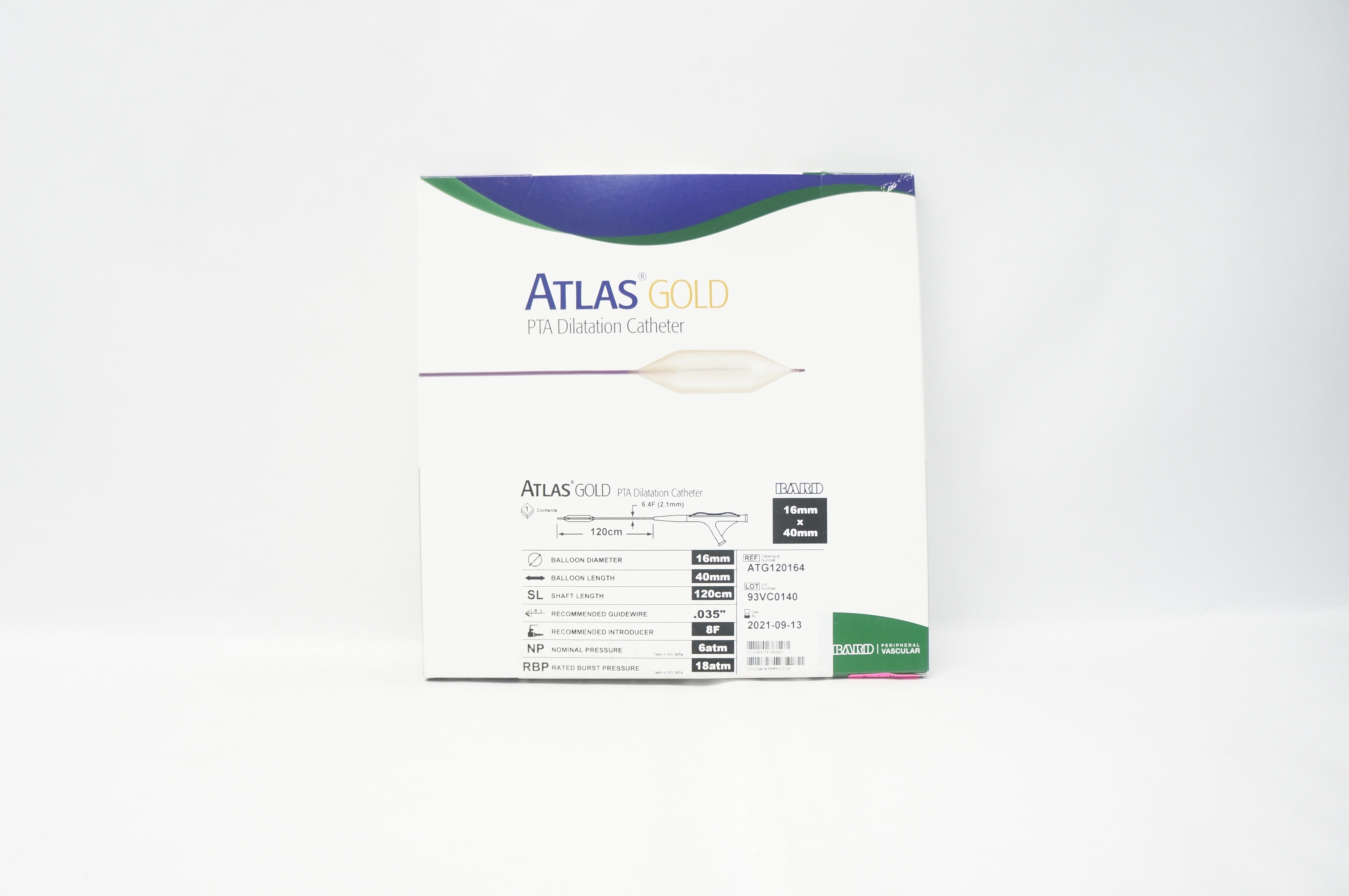 Bard ATG120164 Atlas Gold PTA Dilatation Cath. 16mm x 40mm (x)