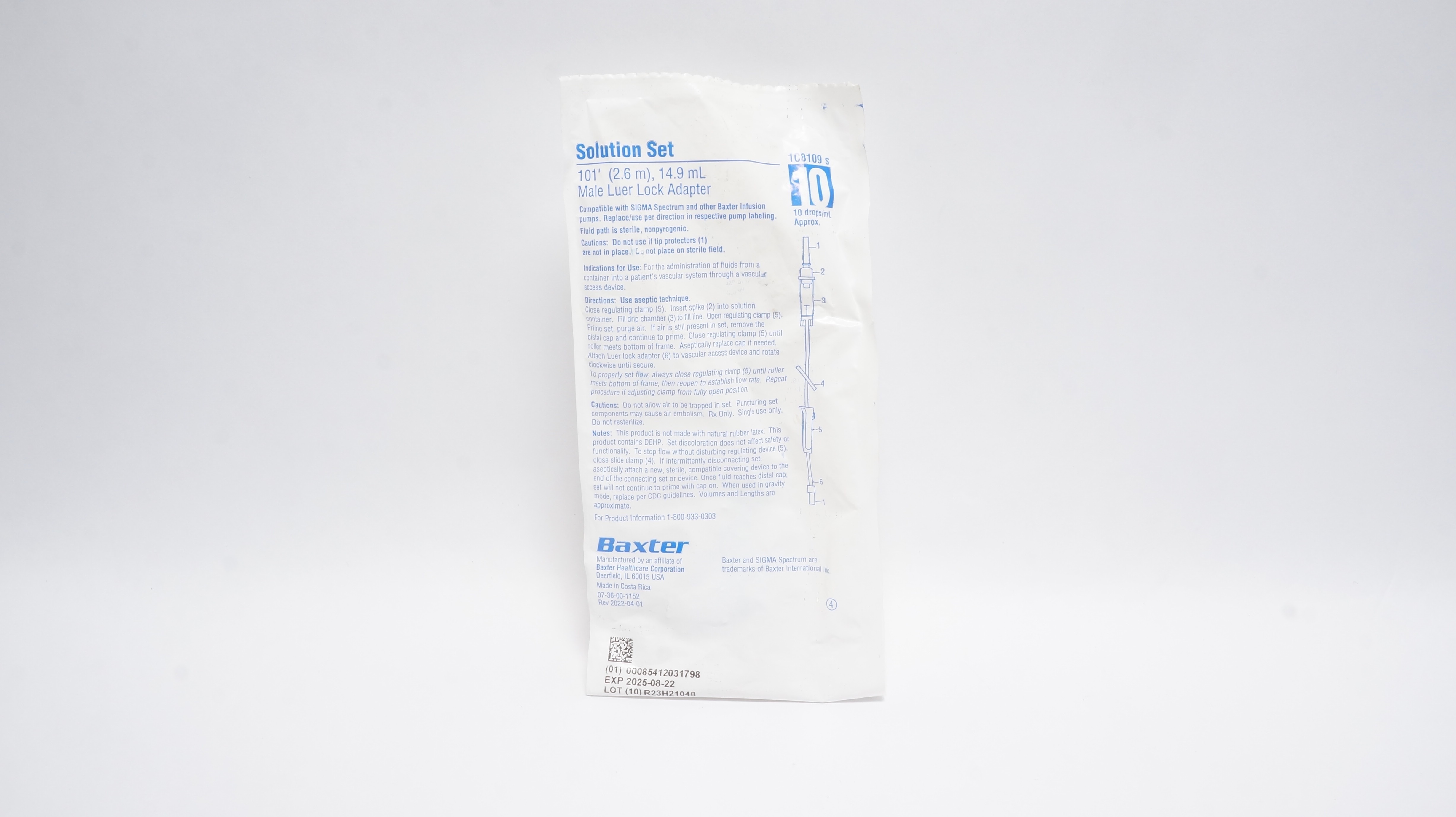 Baxter 1C8109s Solution Set, Male Luer Lock Adapter, 101inch x 14.9mL (x)