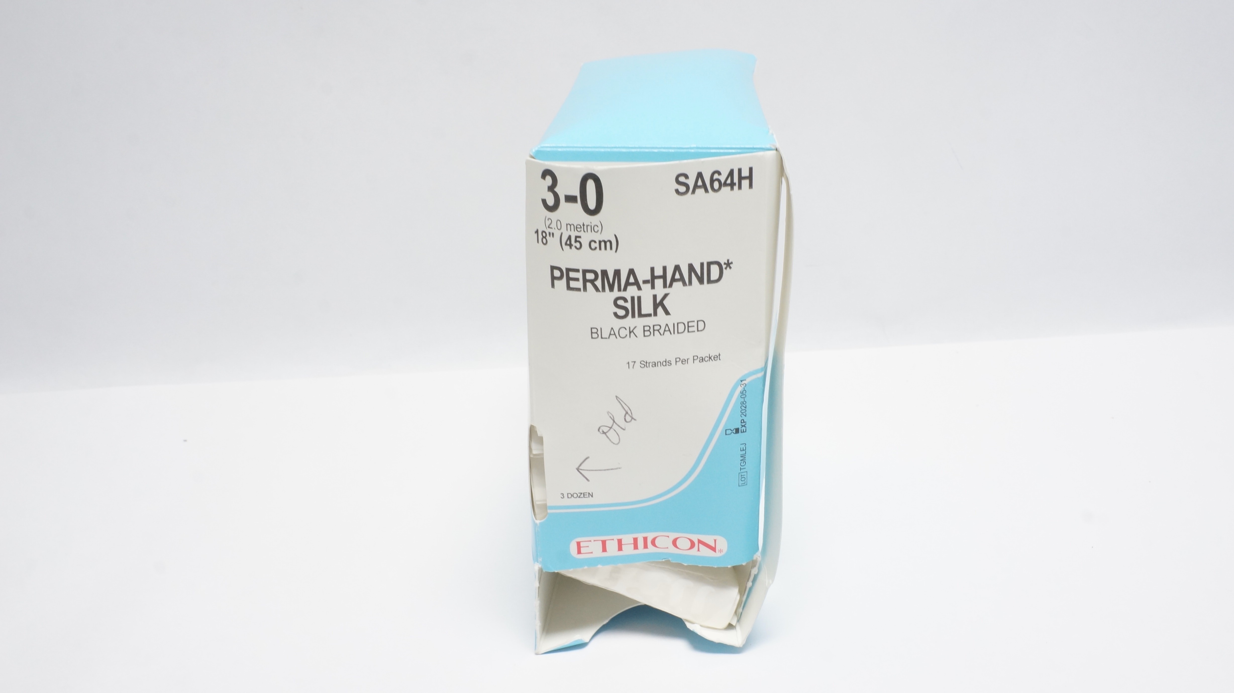 Ethicon SA64H 3-0 Perma-Hand Silk Black Braided 18In - Box of 27