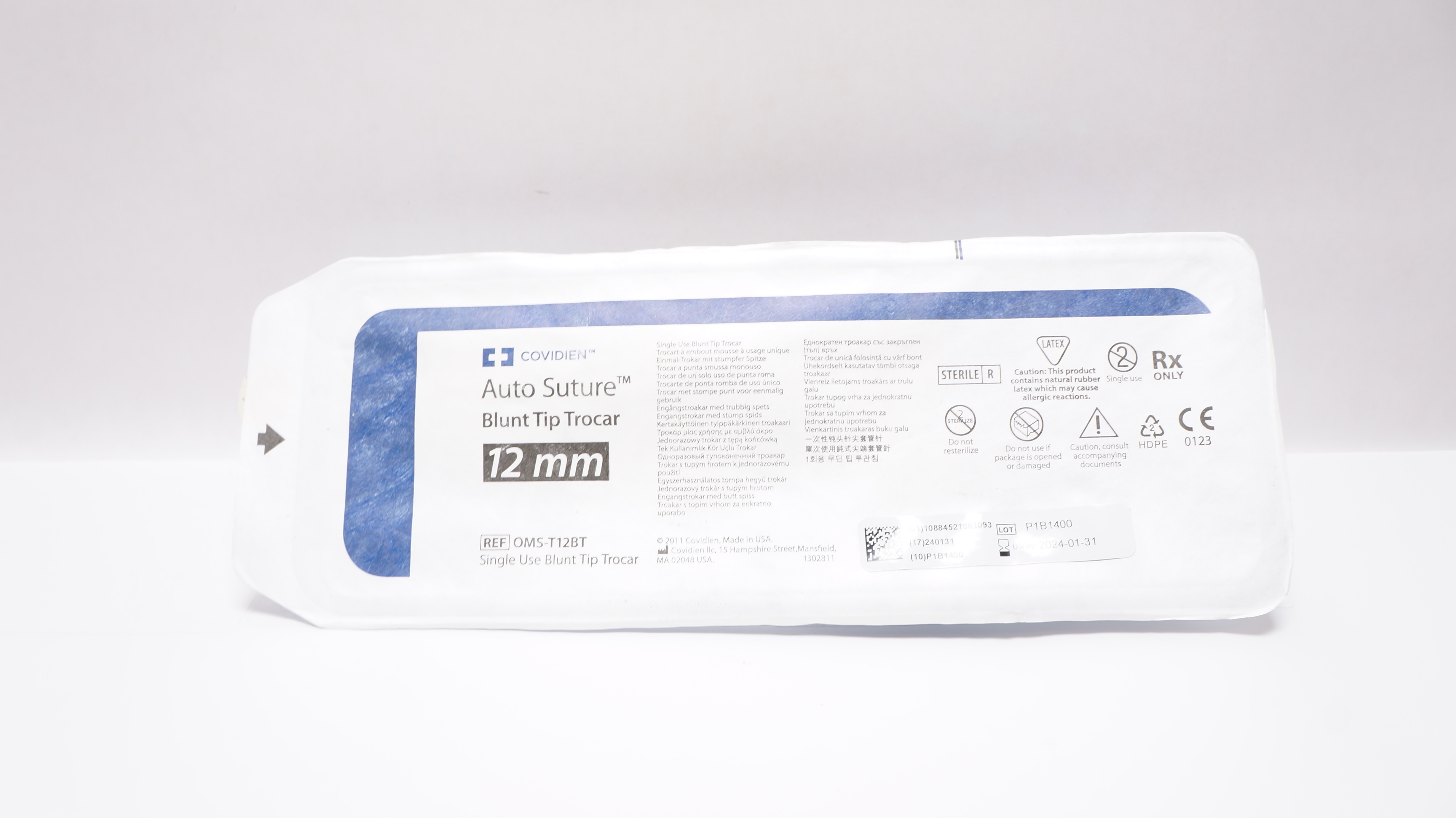 Covidien OMS-T12BT Auto Suture Blunt Tip Trocar 12mm