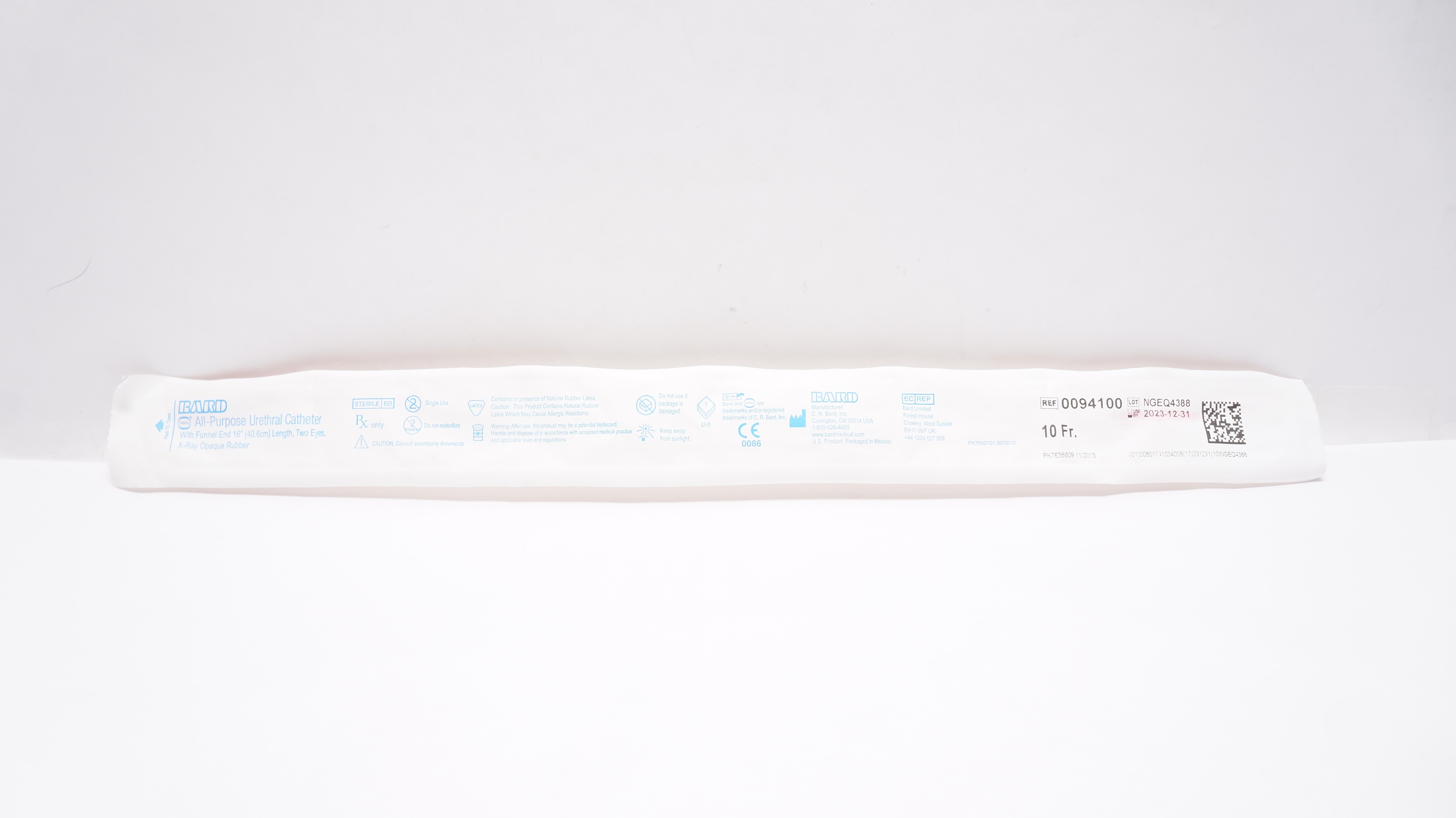 Bard 0094100 Red Rubber All-Purpose Latex Urethral Cath 10Fr (x)
