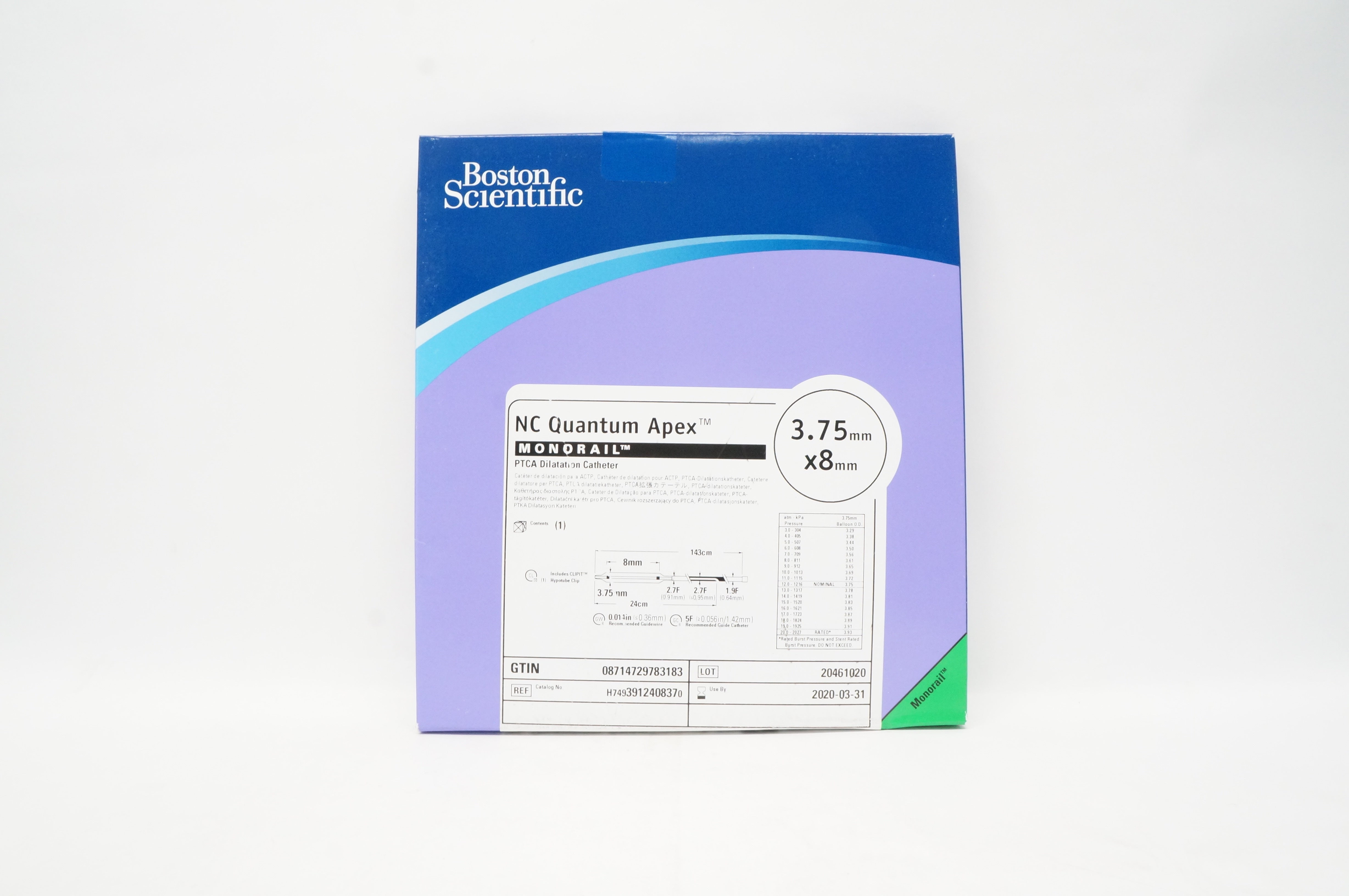 Boston Scientific 391240837 NC Quantum Apex Mon PTCA Dilat Cath. 3.75x8mm(x)