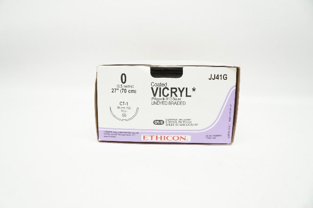 Ethicon JJ41G 0 Coated VICRYL Stre CT-1 36mm 1/2c Taper, 27inch - Box of 12