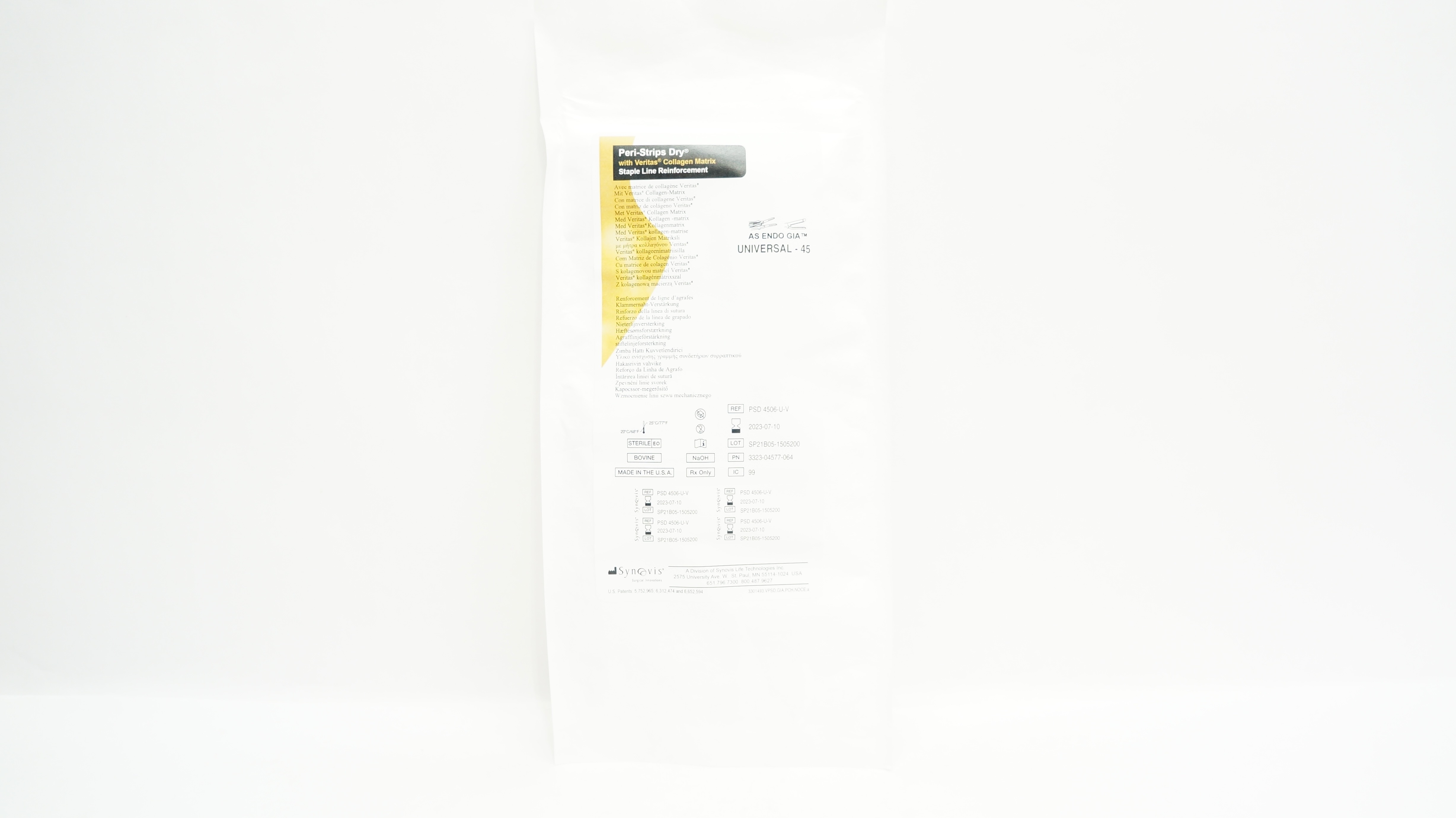 Synovis PSD 4506-U-V Peri-Strips Dry W/Veritas Collagen Matrix  (x)