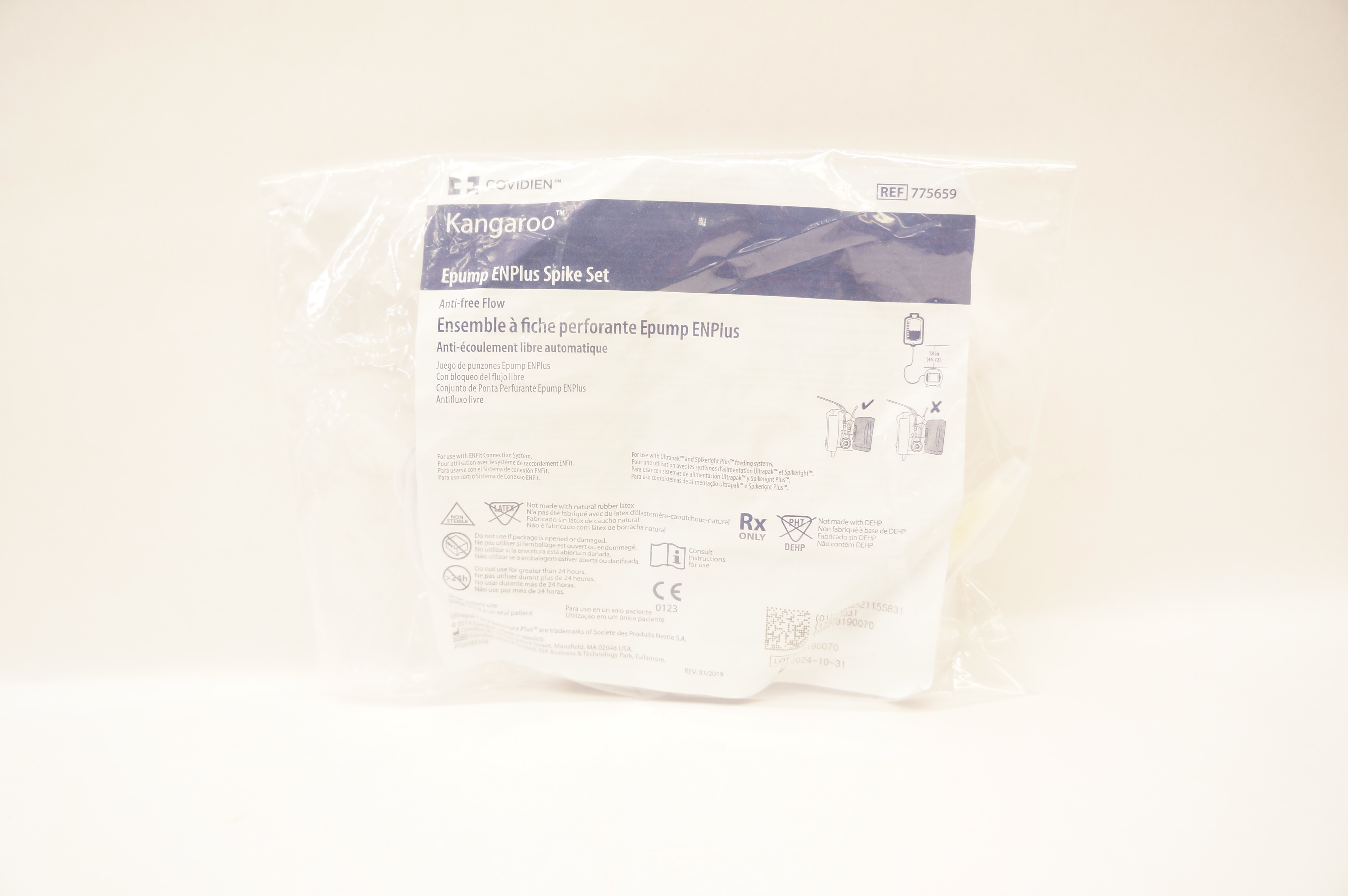 Covidien 775659 Kangaroo Epump ENPlus Spike Set Anti-Free Flow