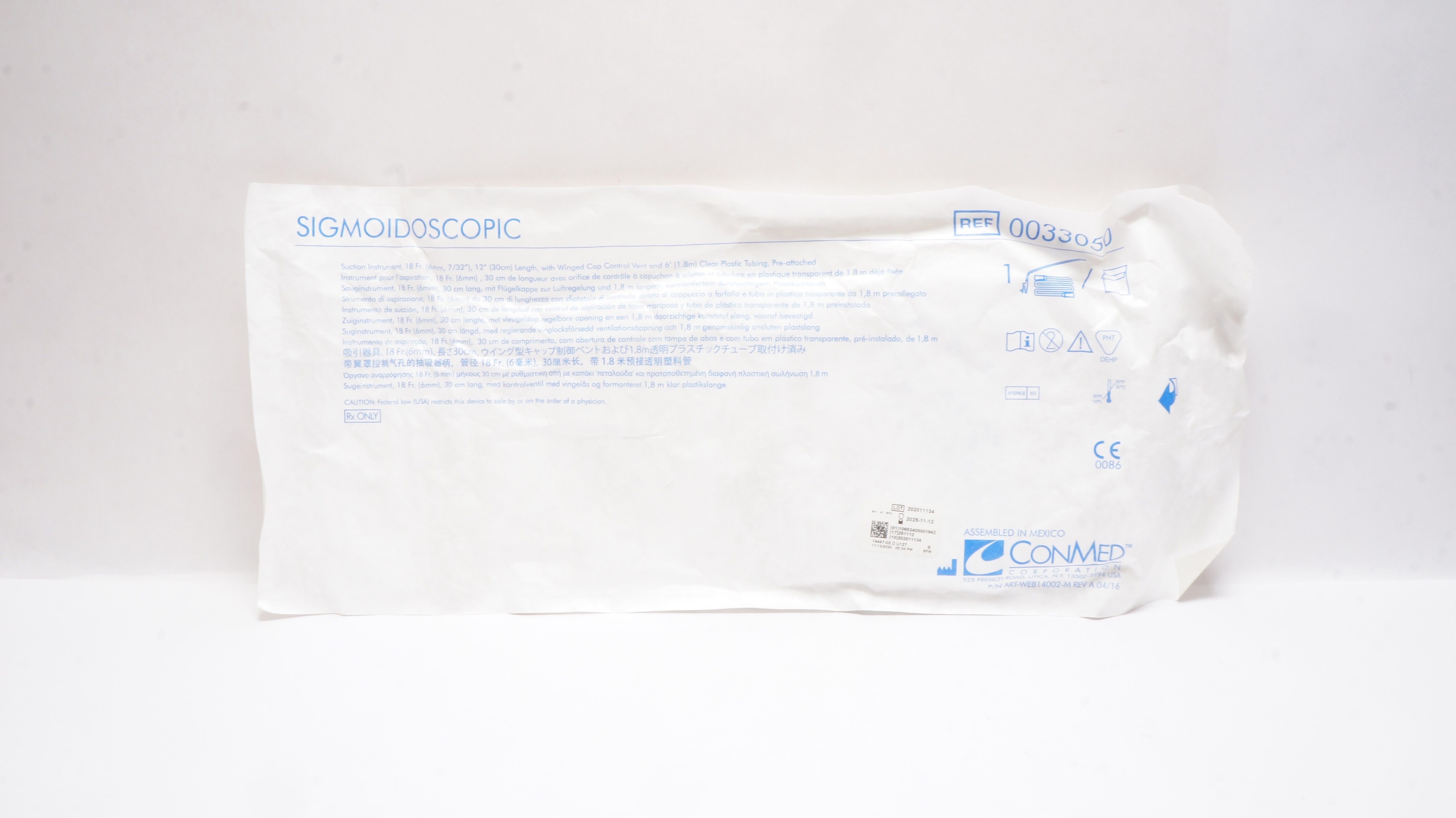 ConMed 0033050 Suction Instrument 18Fr x 12inch