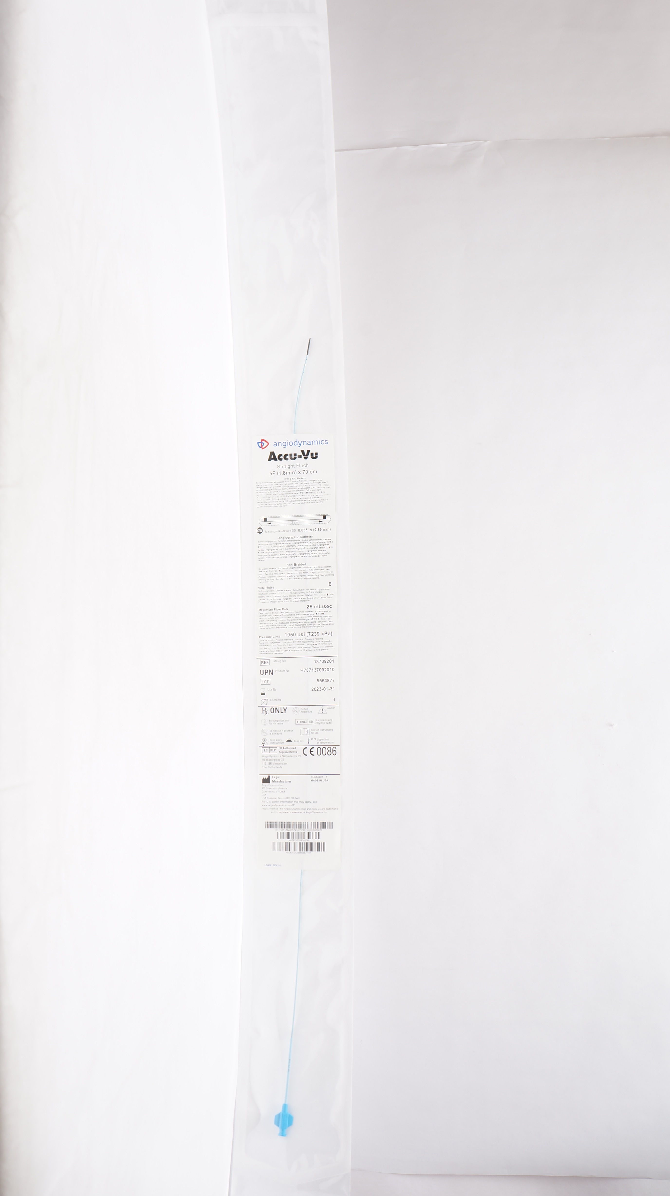 AngioDynamics 13709201  Accu-Vu Straight Flush 5F x 70cm (x)