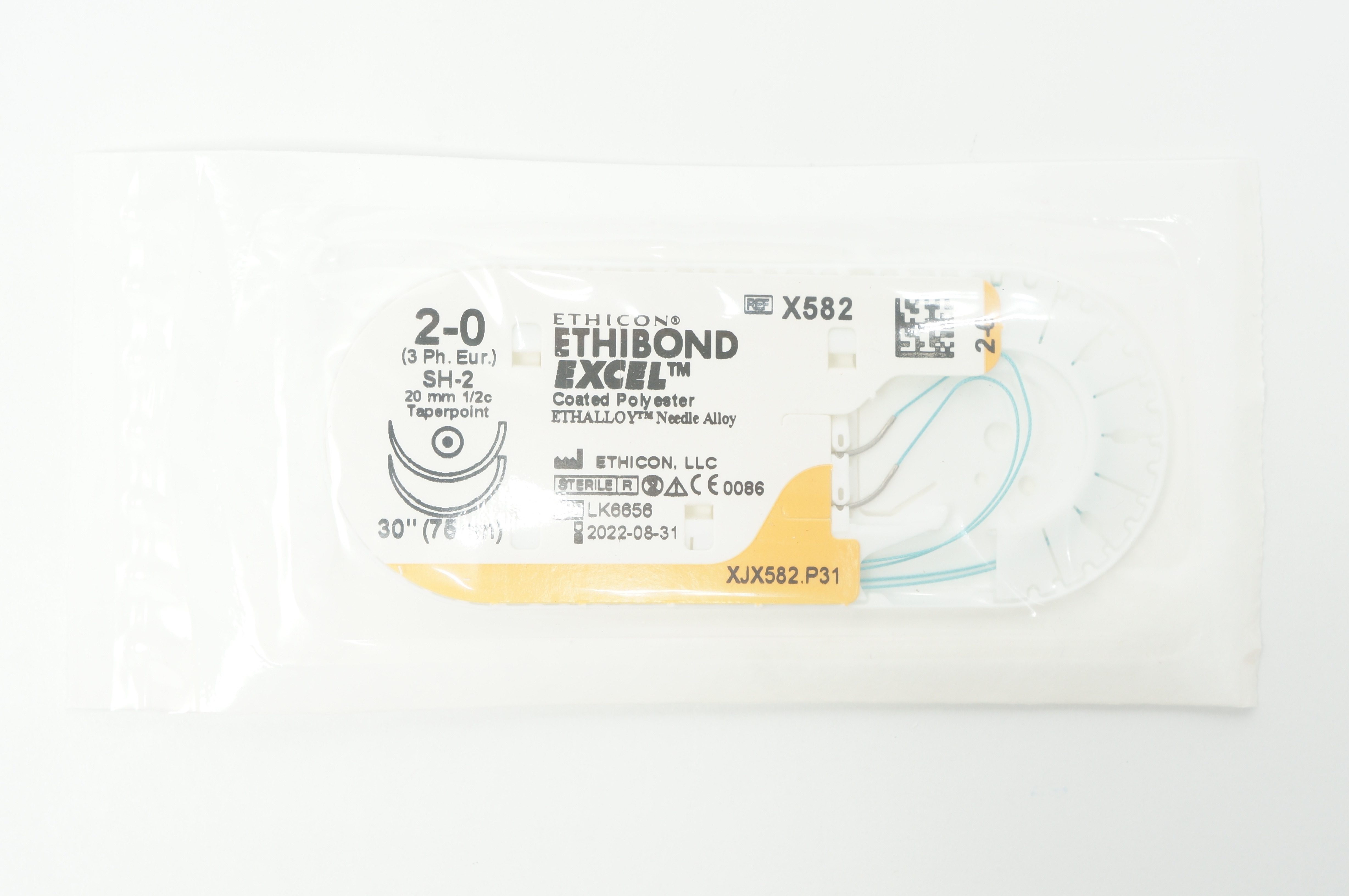 Ethicon X582 2-0 ETHIBOND EXCEL, SH-2, 26mm 1/2c Taperpoint, 30inch
