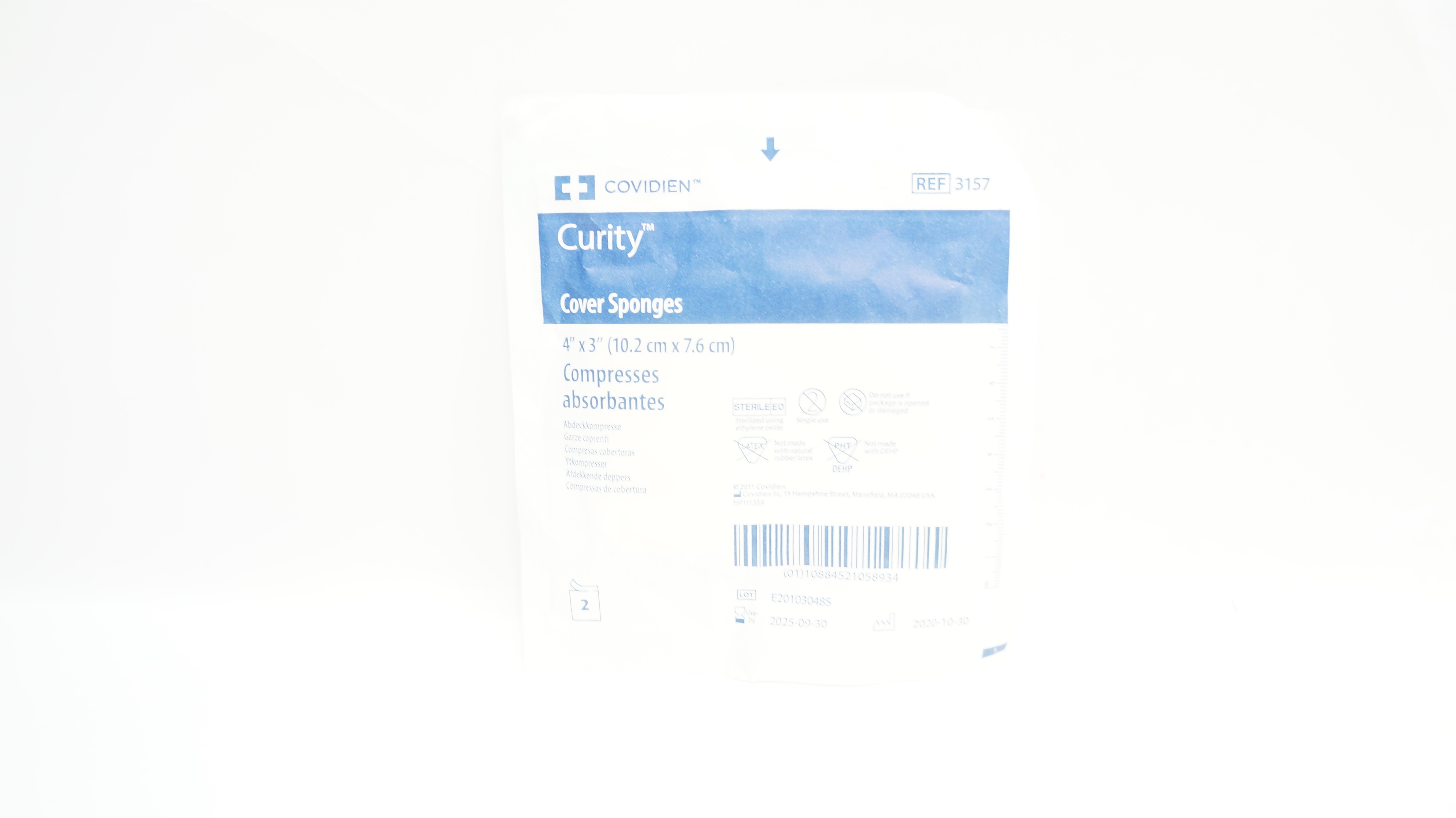 Covidien 3157 Curity Cover Sponges 4inch x 3inch - Pack of 2