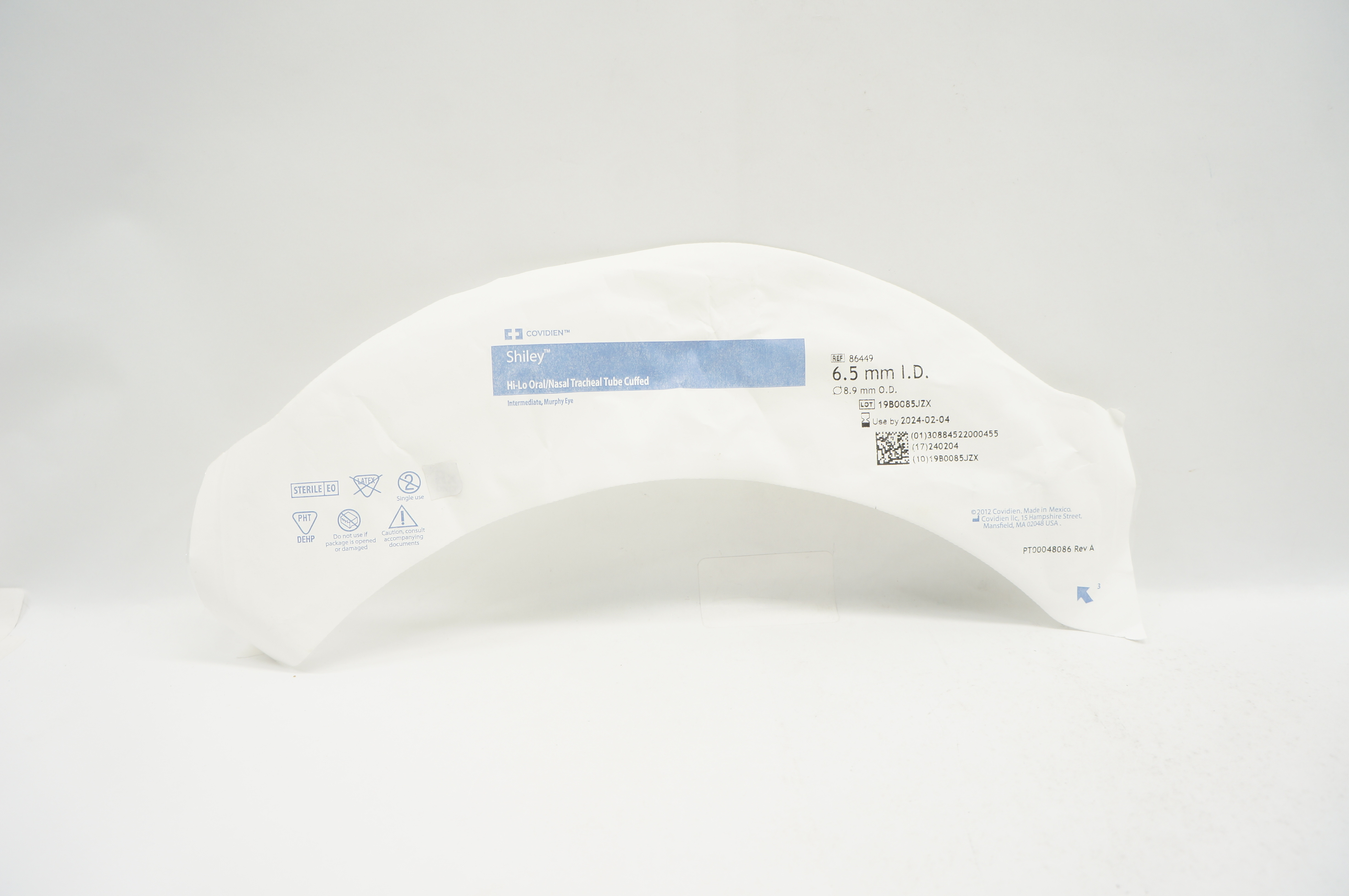 Covidien 86449 Shiley Hi-Lo Oral/Nasal Tracheal Tube Cuffed 6.5 x 8.9mm