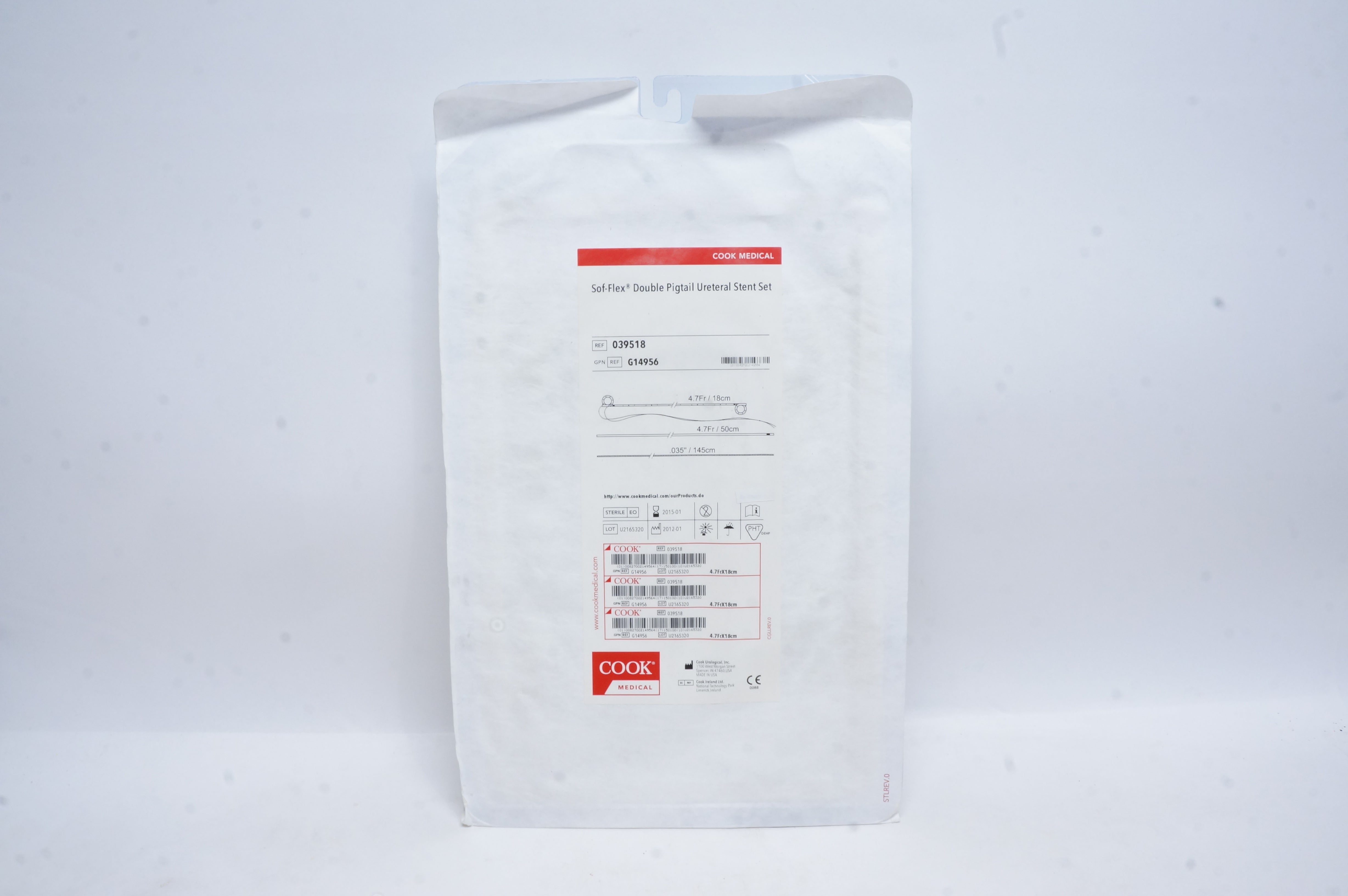 Cook Medical 039518 Sof-Flex Double Pigtail Ureteral Stnt Set 4.7Fr. x 18cm (x)