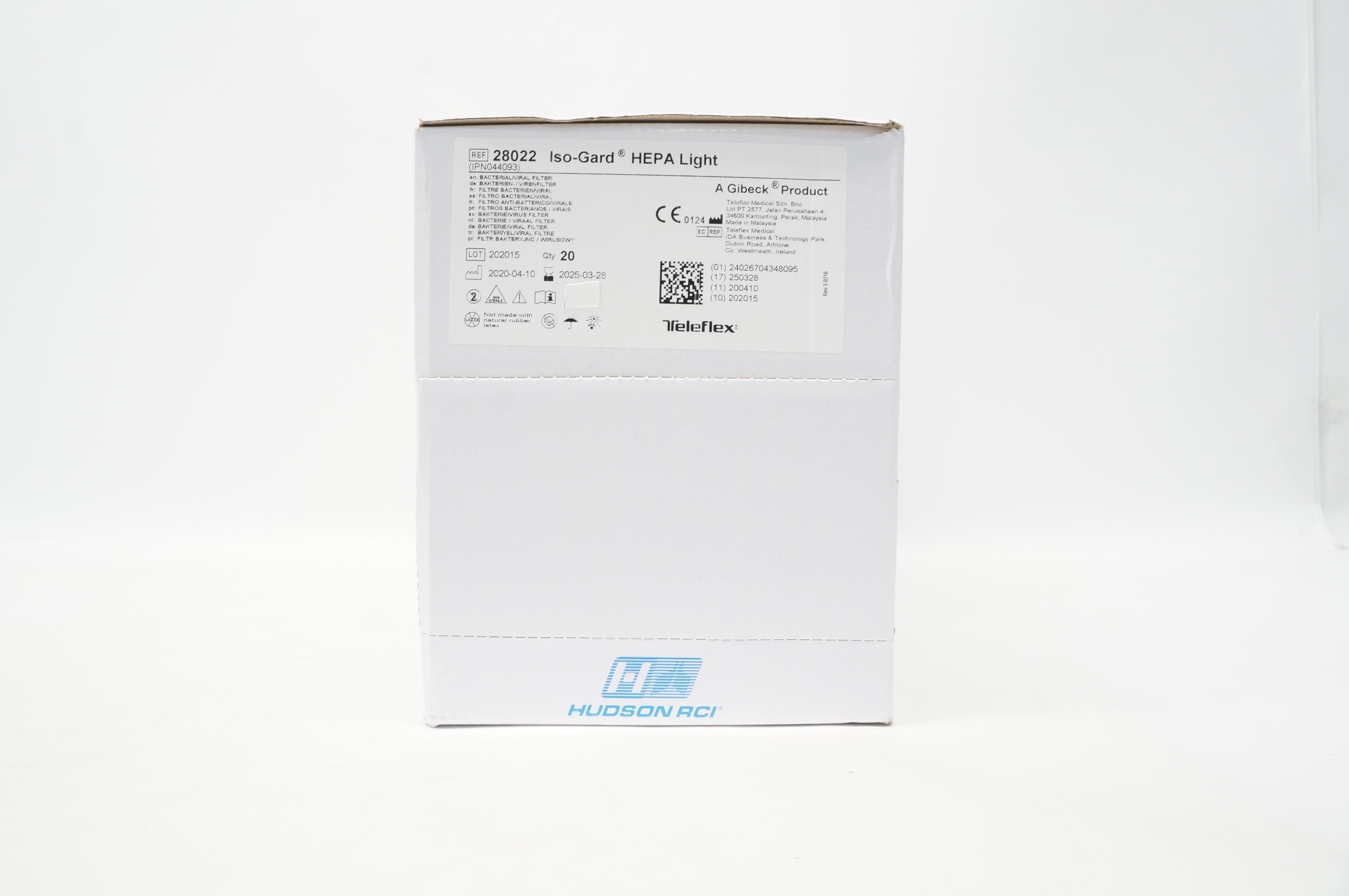 Teleflex 28022 Iso-Gard Hepa Light Bacterial/Viral Filter - Box of 20