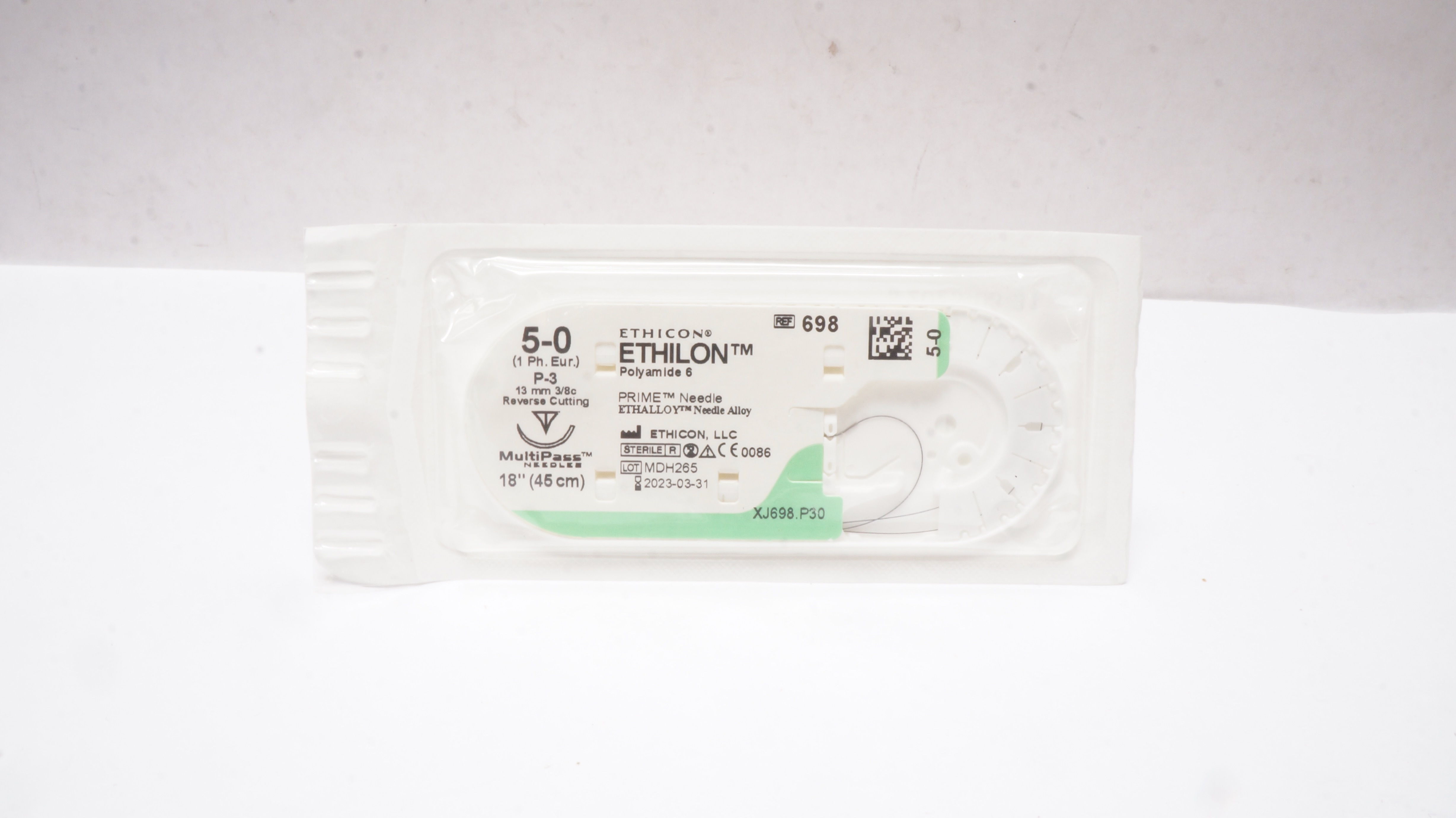 Ethicon 698 5-0 Ethilon P-3 13mm 3/8c Reverse Cutting, 18inch (x)
