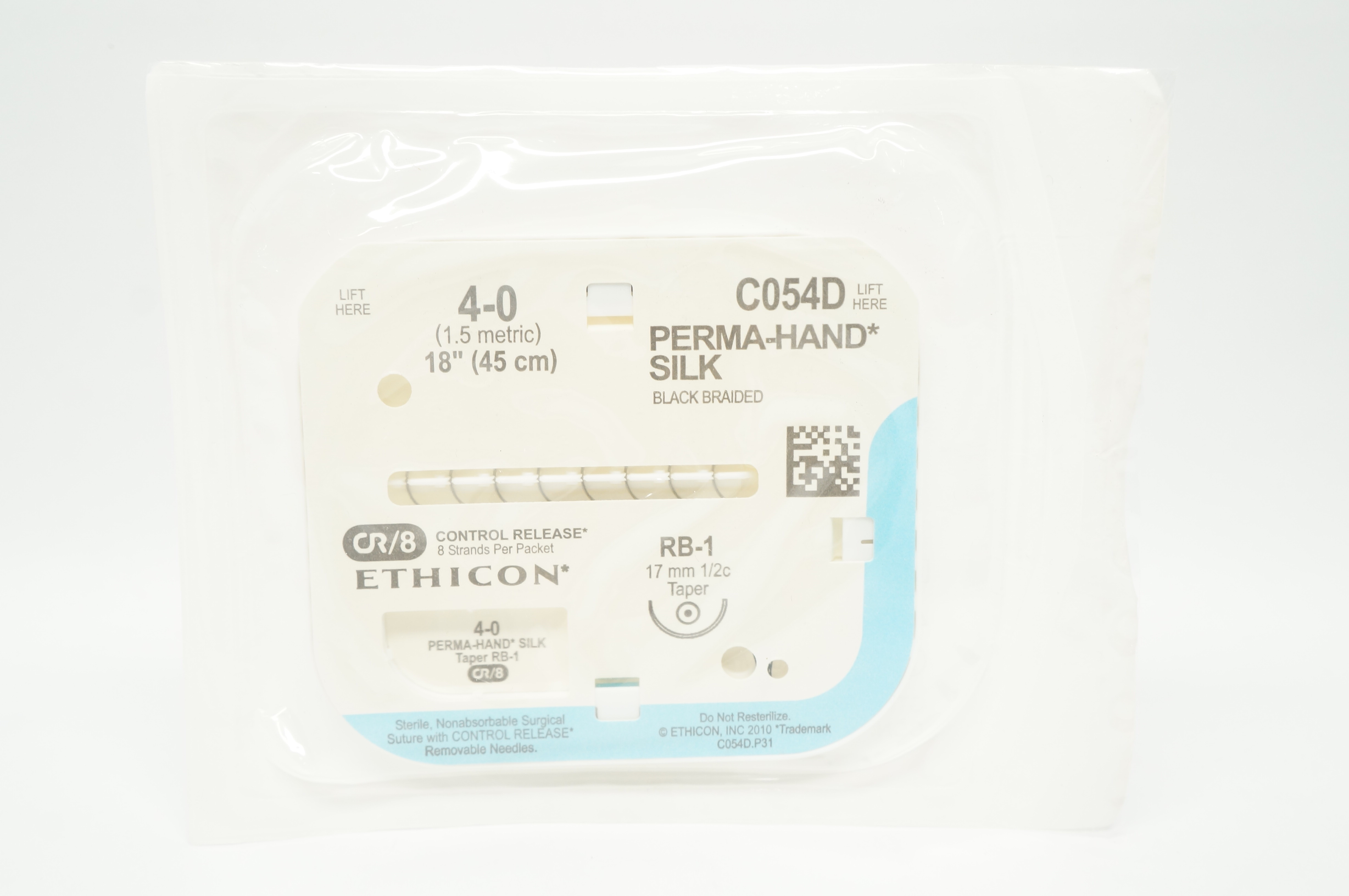 Ethicon C054D 4-0 PERMA-HAND SILK, RB-1, 17mm 1/2c Taper, 18inch (x)