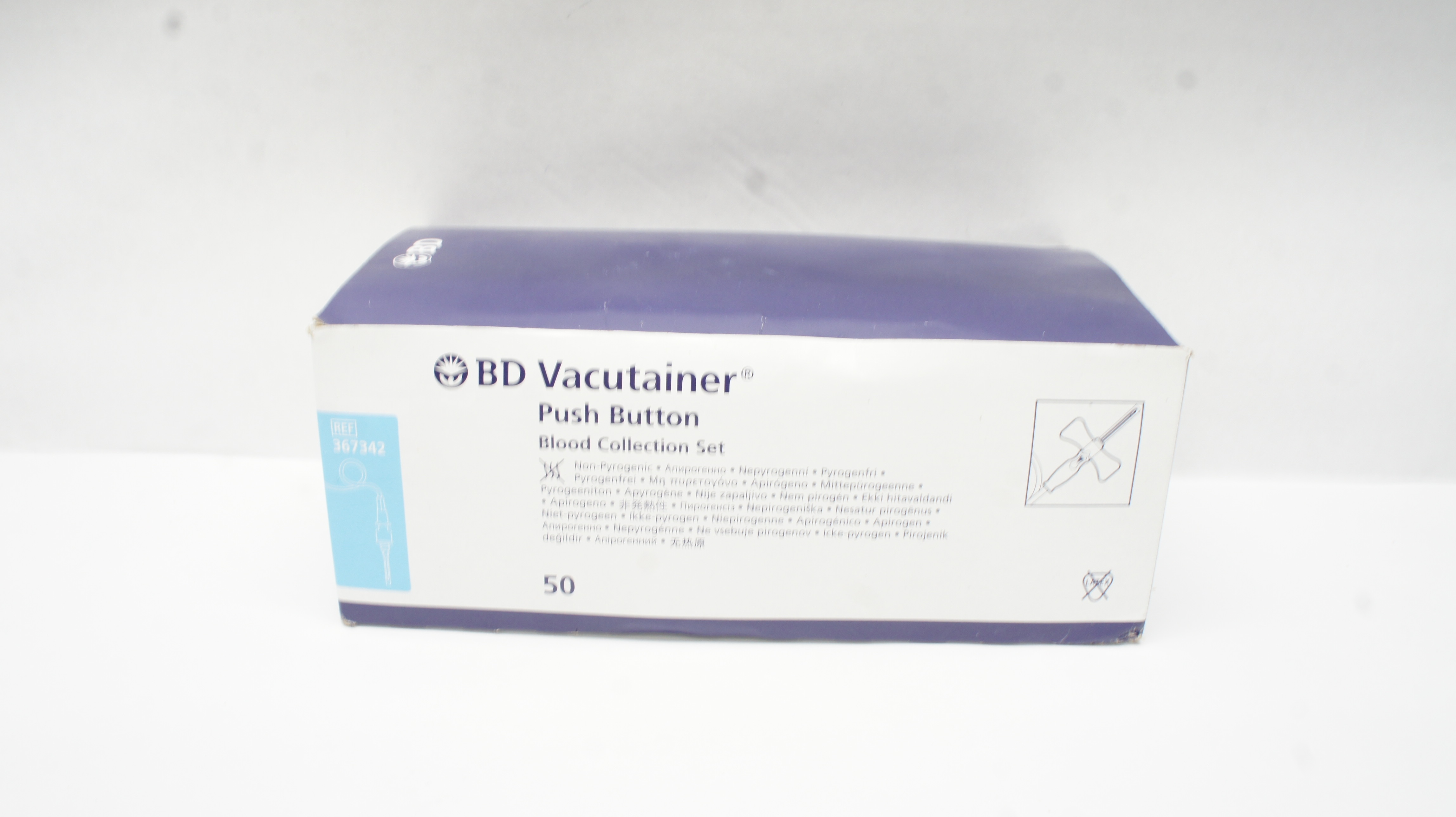 BD 367342 Push Button Blood Collection Set 23G x 3/4inch x 12inch (x)- Box of 50