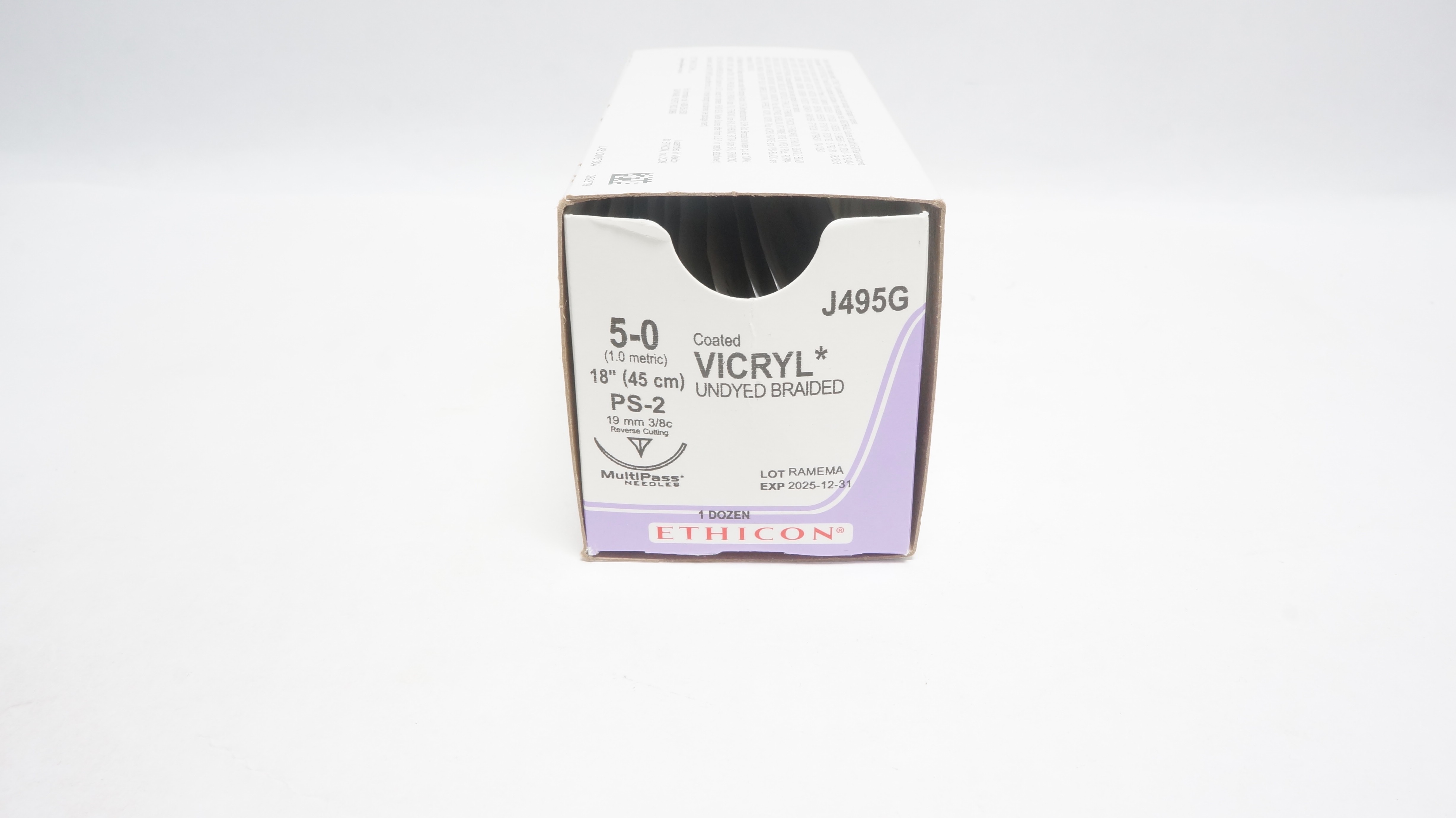 Ethicon J495G 5-0 VICRYL PS-2 19mm 3/8c Reverse Cutting, 18inch - Box of 10 (x)