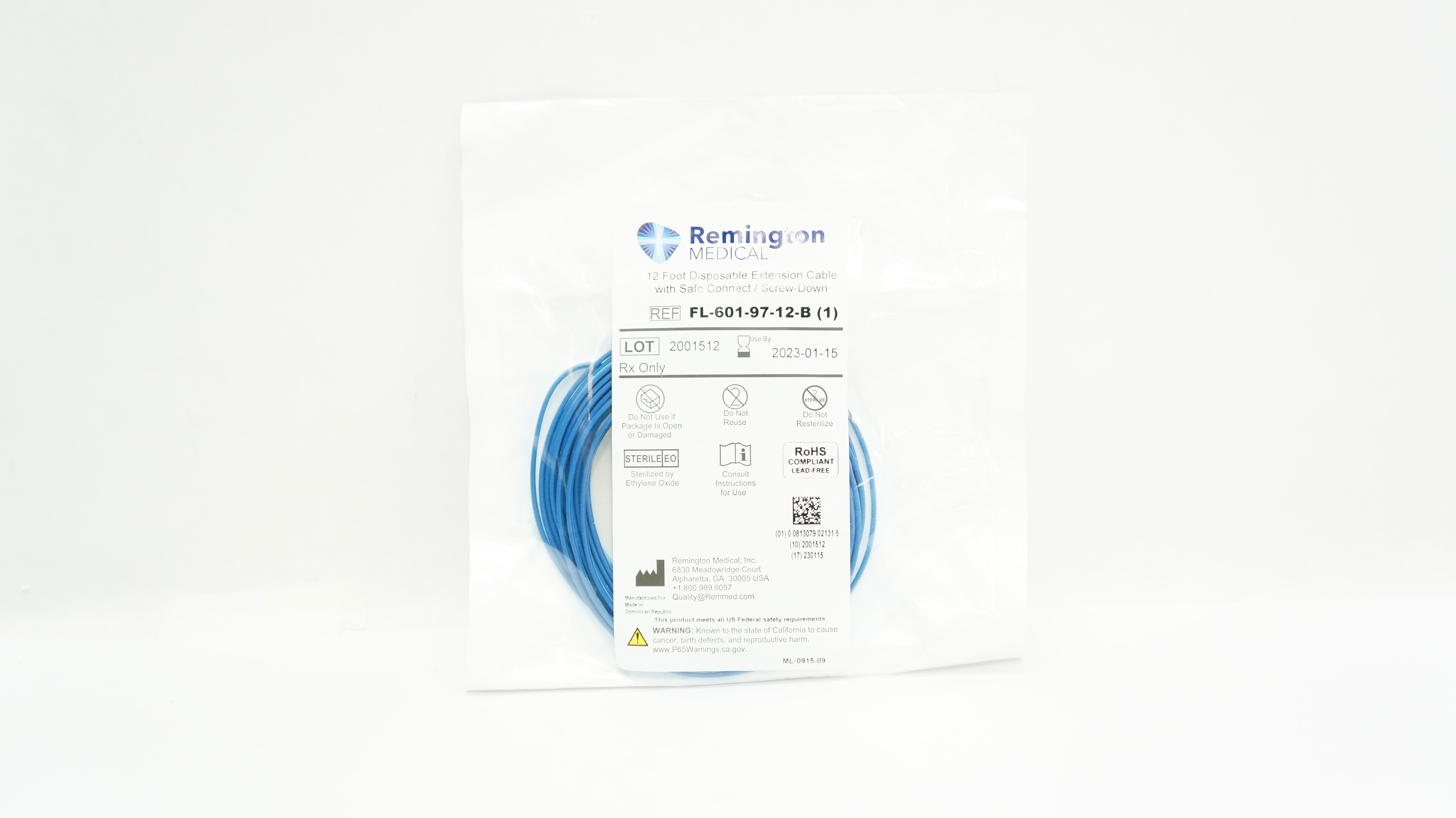 Remington FL-601-97-12-B Extension Cable w/Safe Connect /Screw-Down 12ft. (x)