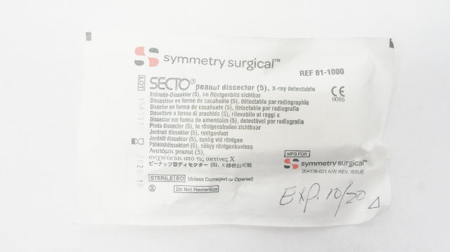 Symmetry Surgical 81-1000 Secto Peanut Dissector, X-Ray Detectable -(x)Pack of 5