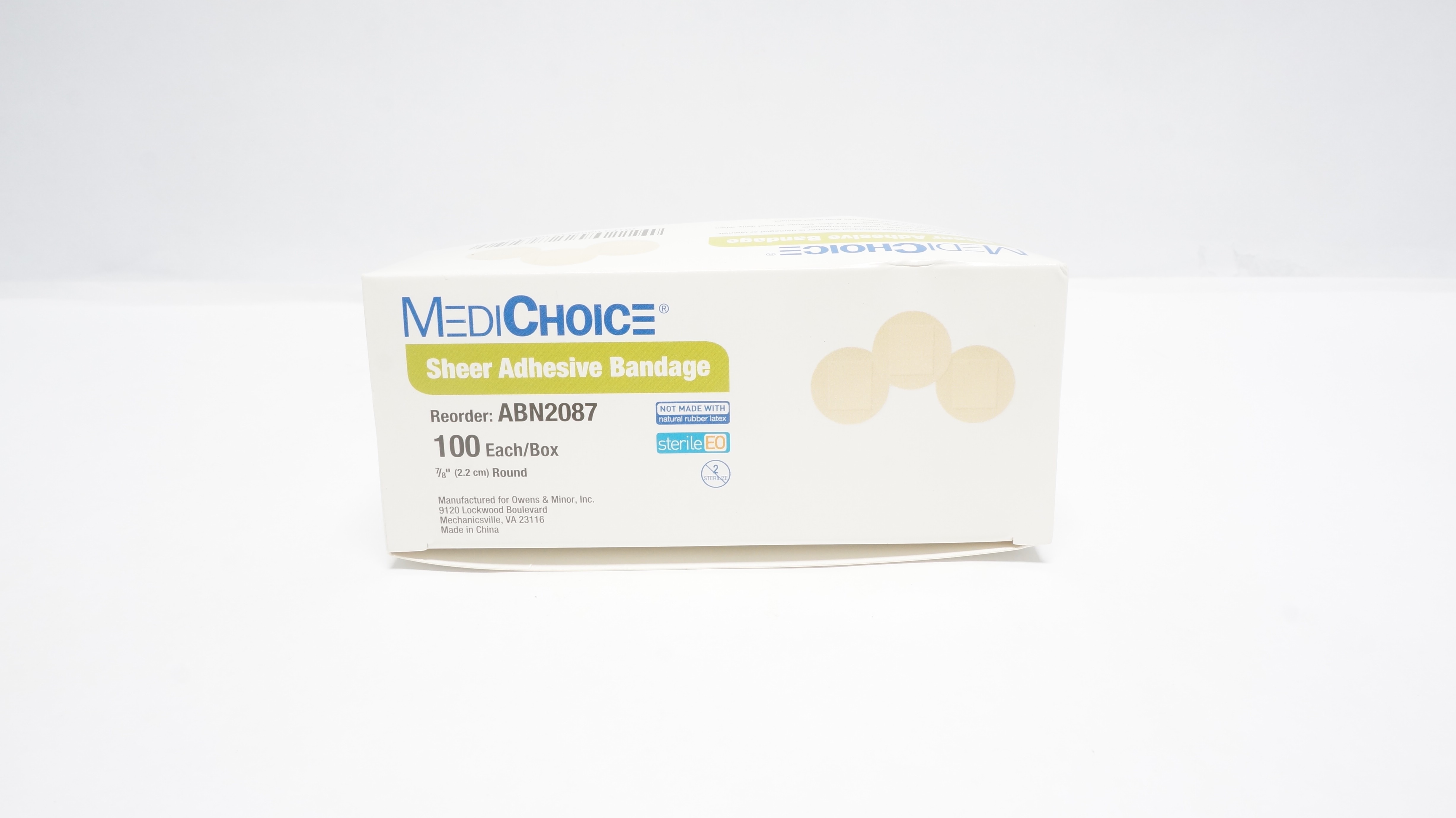 MediChoice ABN2087 Sheer Adhesive Bandage Round, 7/8inch (x) - Box of 100