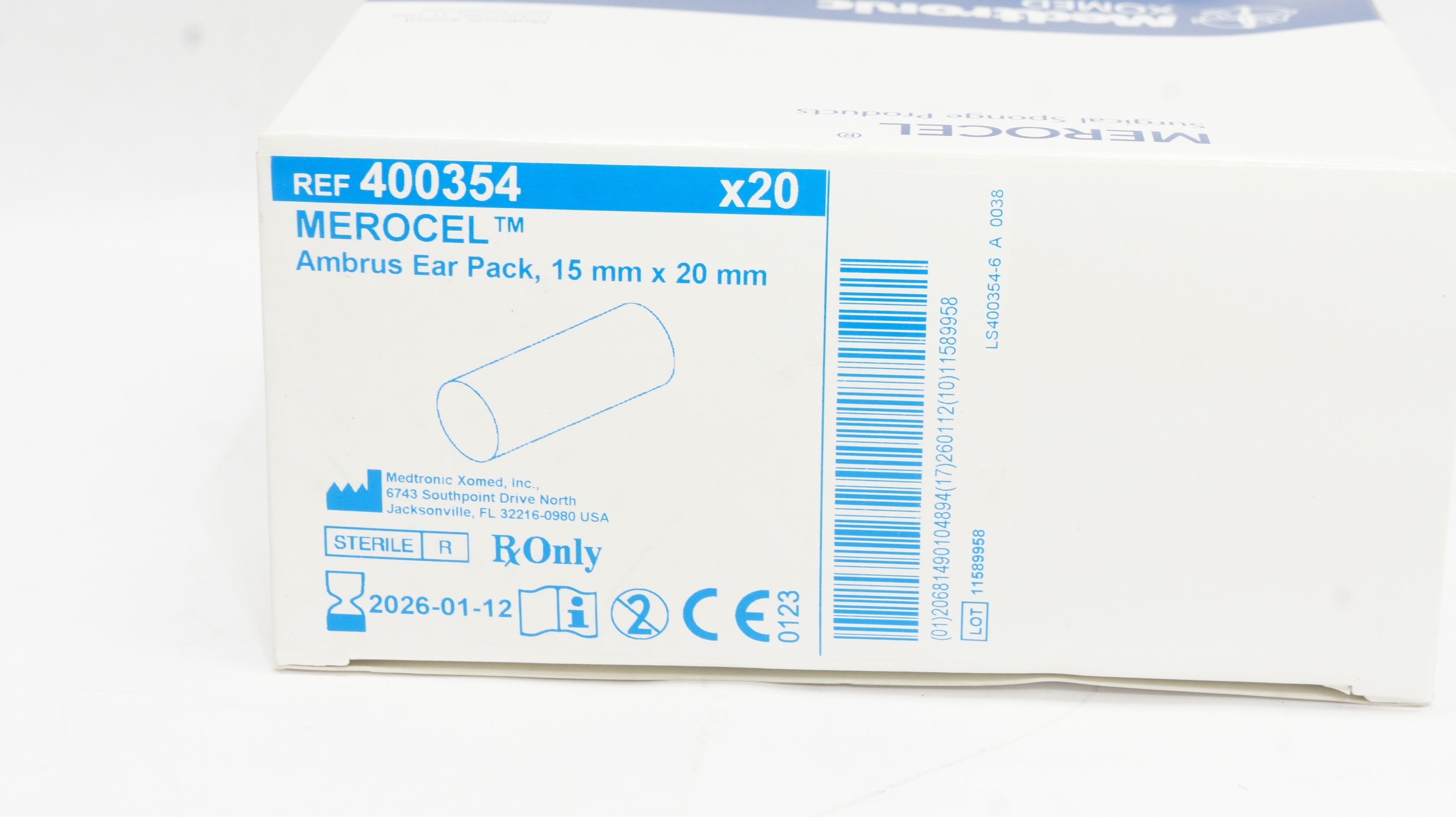 Medtronic 400354 Merocel Ambrus Ear Pack 15mm x 20mm - Box of 20