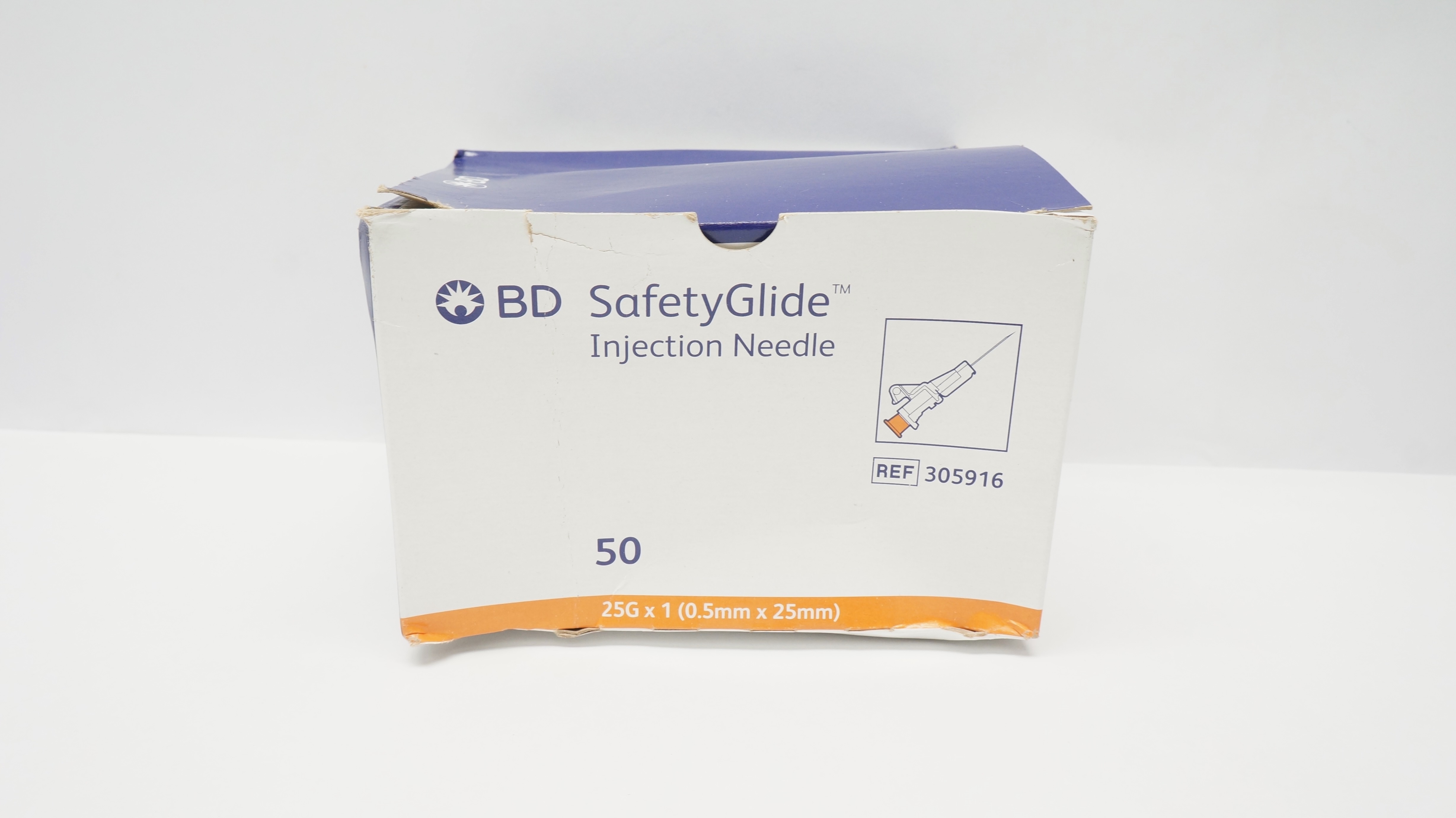 BD 305916 Safety Glide Injection Ndle 25G x 1inch - Box of 50
