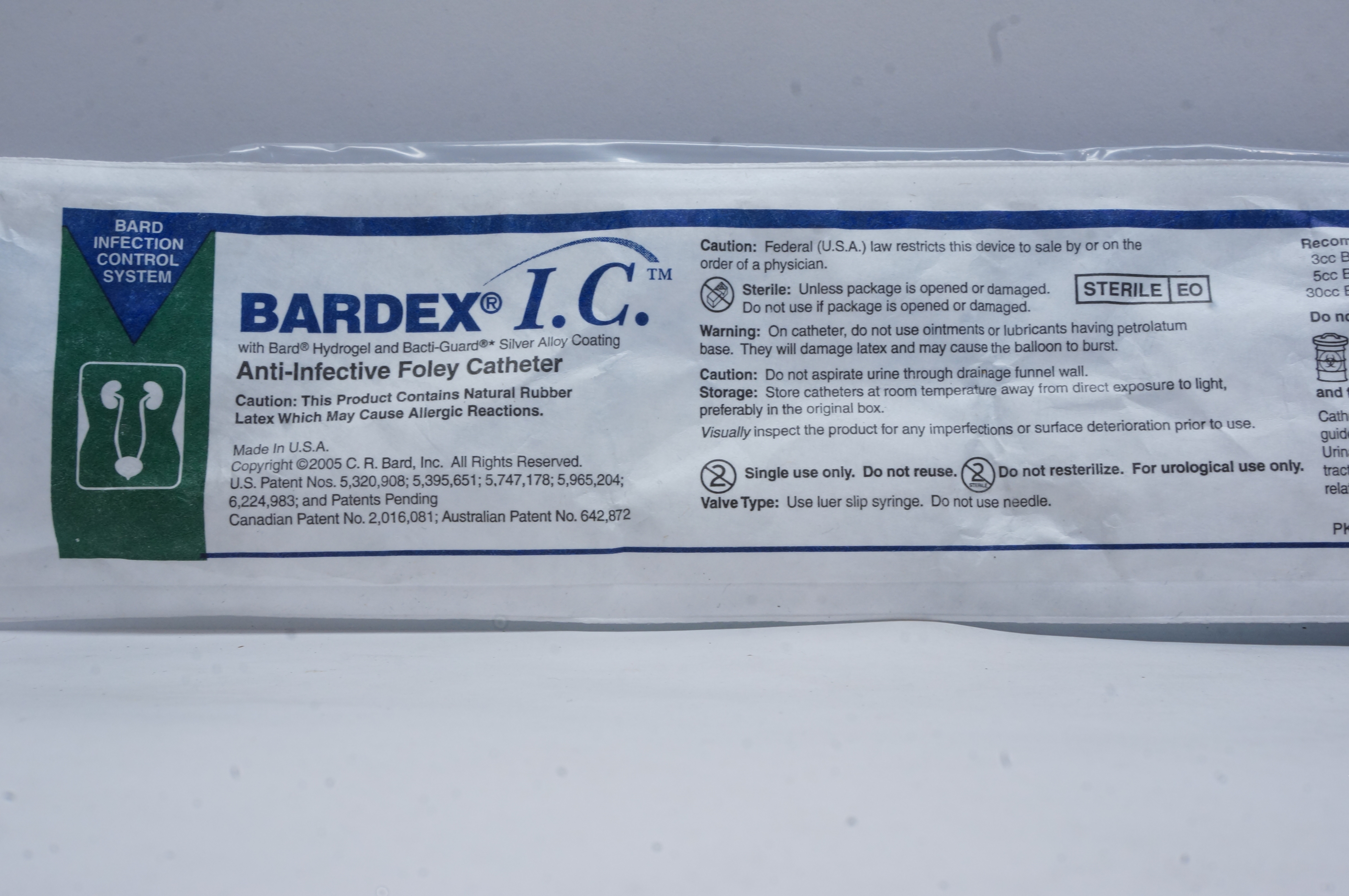Bard 0168SI24 Bardex I.C. Anti-Infective Foley Cath. 24Fr. 5cc Ribbed Balloon(x)