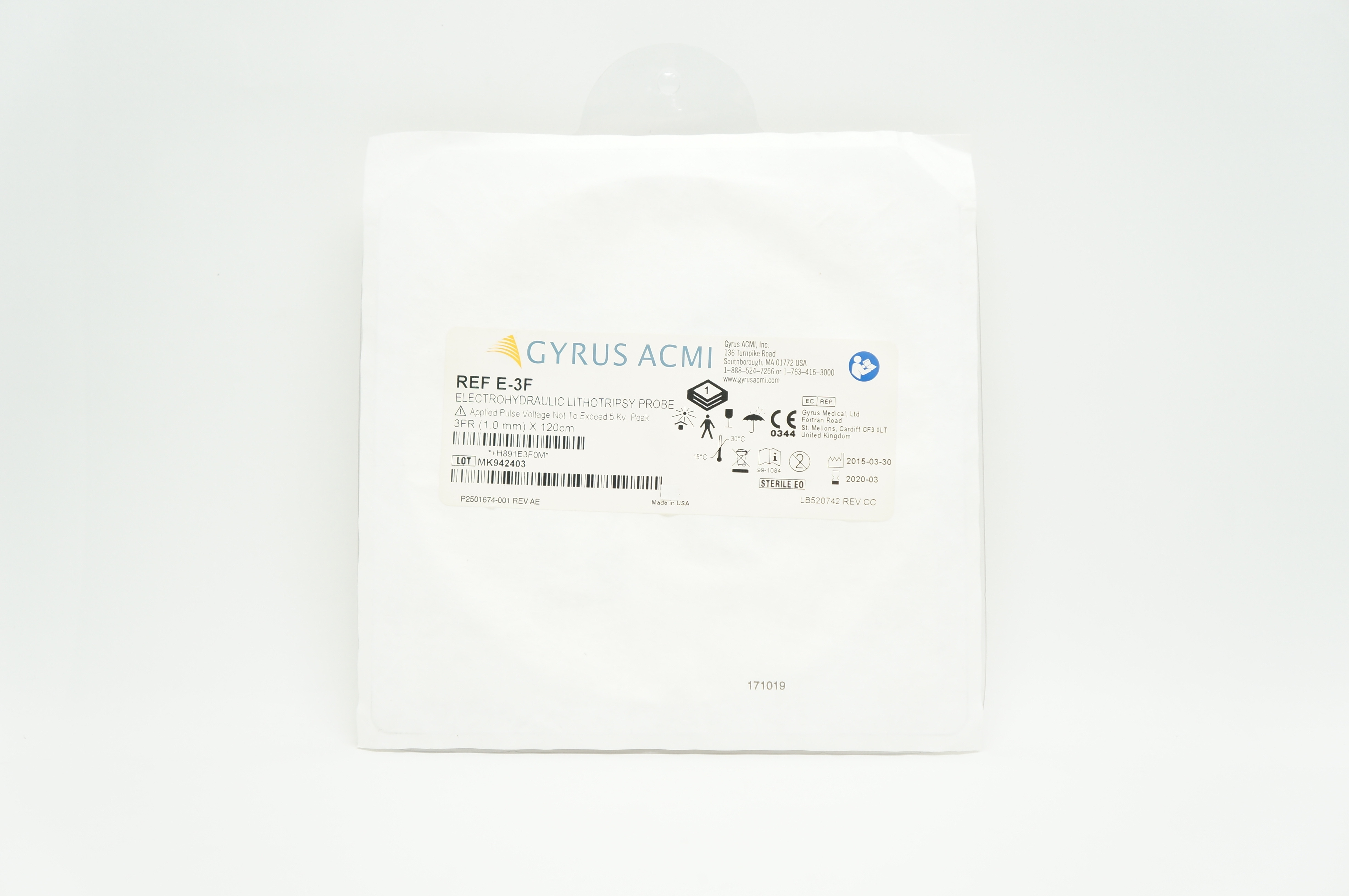 Gyrus ACMI E-3F Electrohydraulic Lithotripsy Probe 3Fr x 120cm (x)