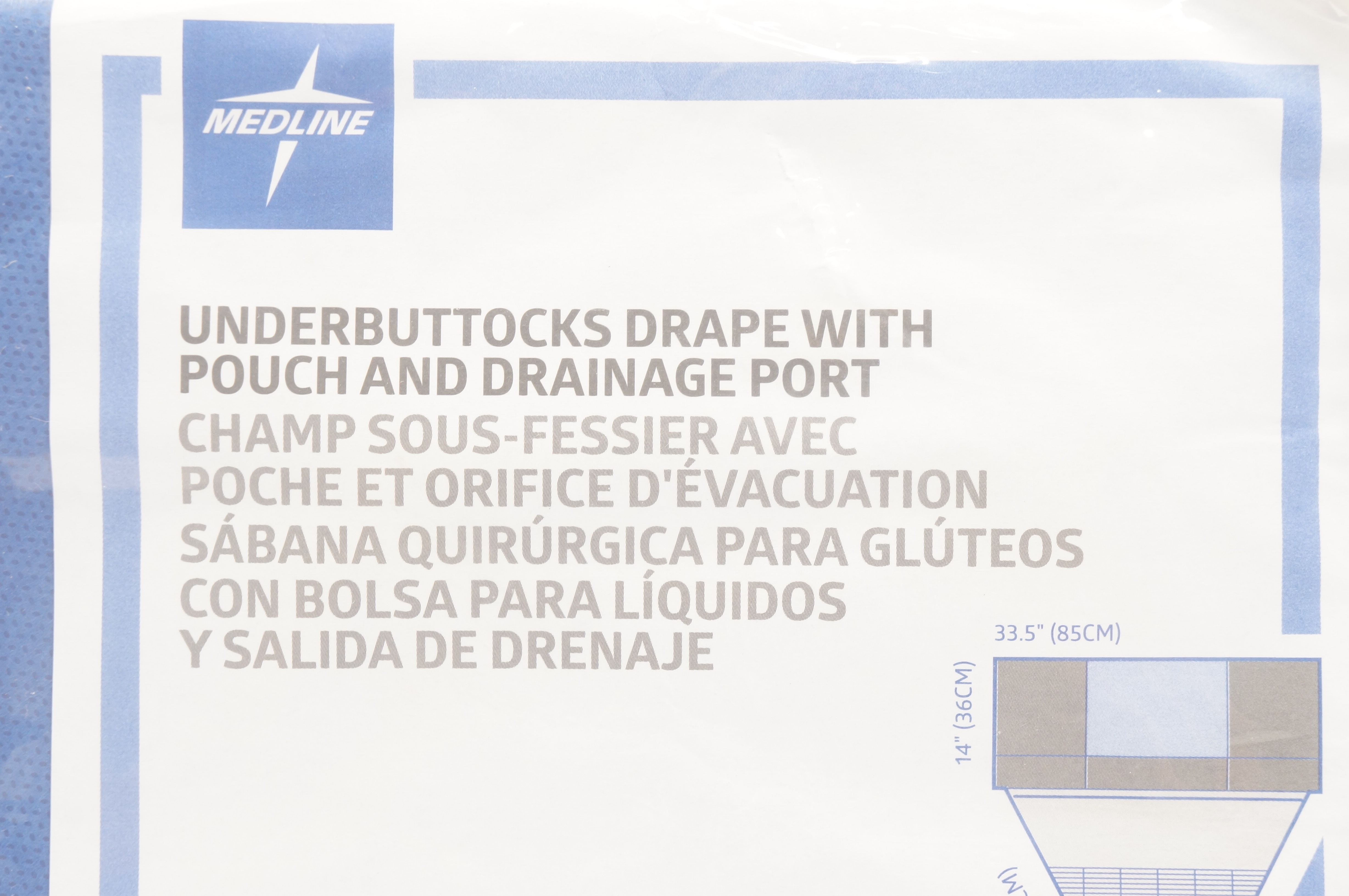 Medline DYNJP6002 Underbuttocks Drape w/Pouch & Drainage Port 33.5 x 14 x 32inch