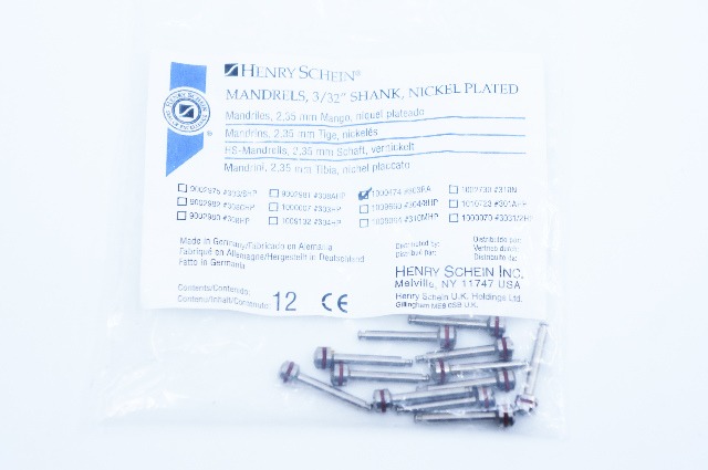 Henry Schein 1000474 Screw Type Mandrel Rght Angle 303 Nickel Plated ~Pack of 12