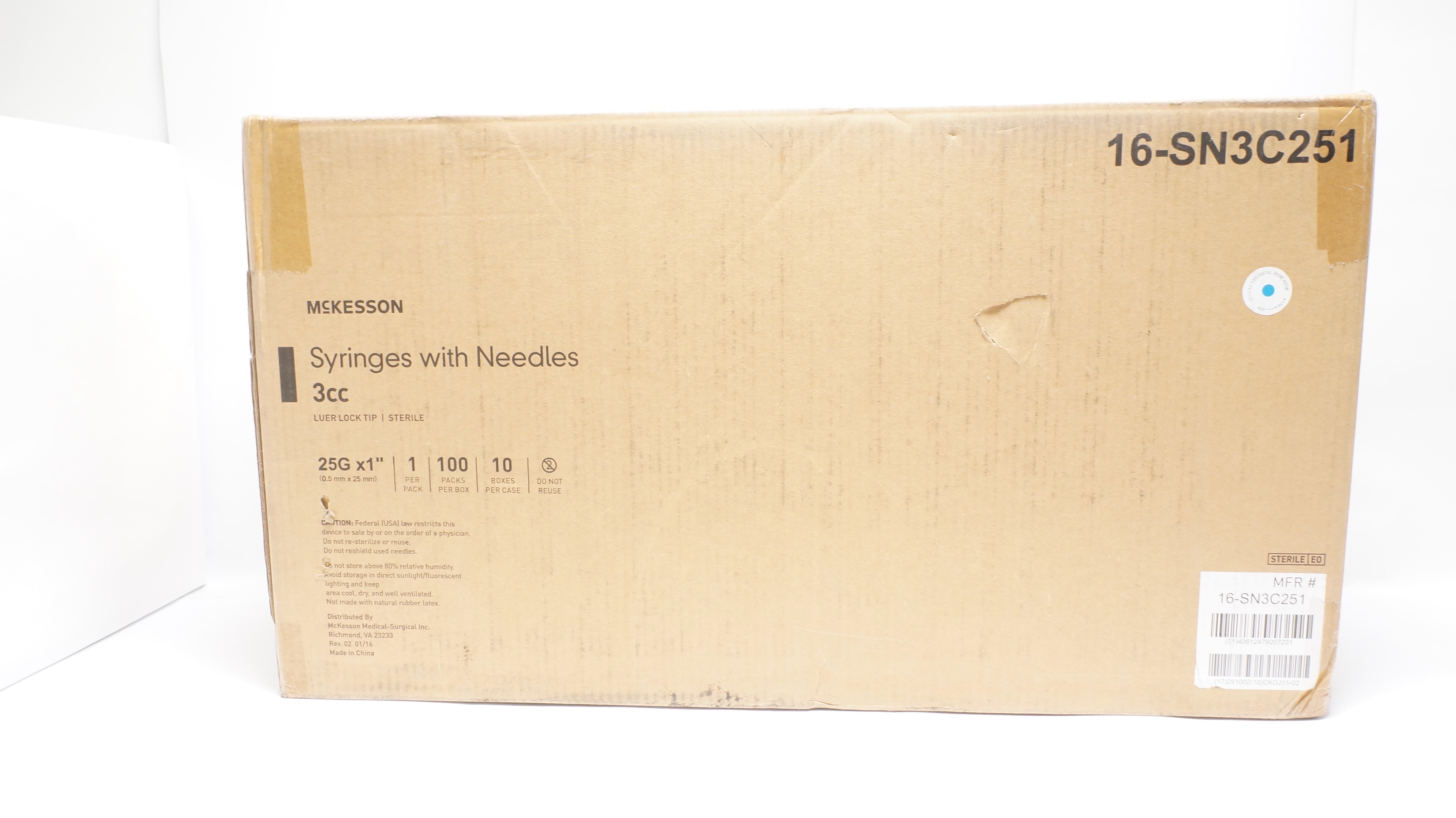 McKesson 16-SN3C251 Syringe W/ Ndle 3cc 25G x 1in( x) - Case of 1000