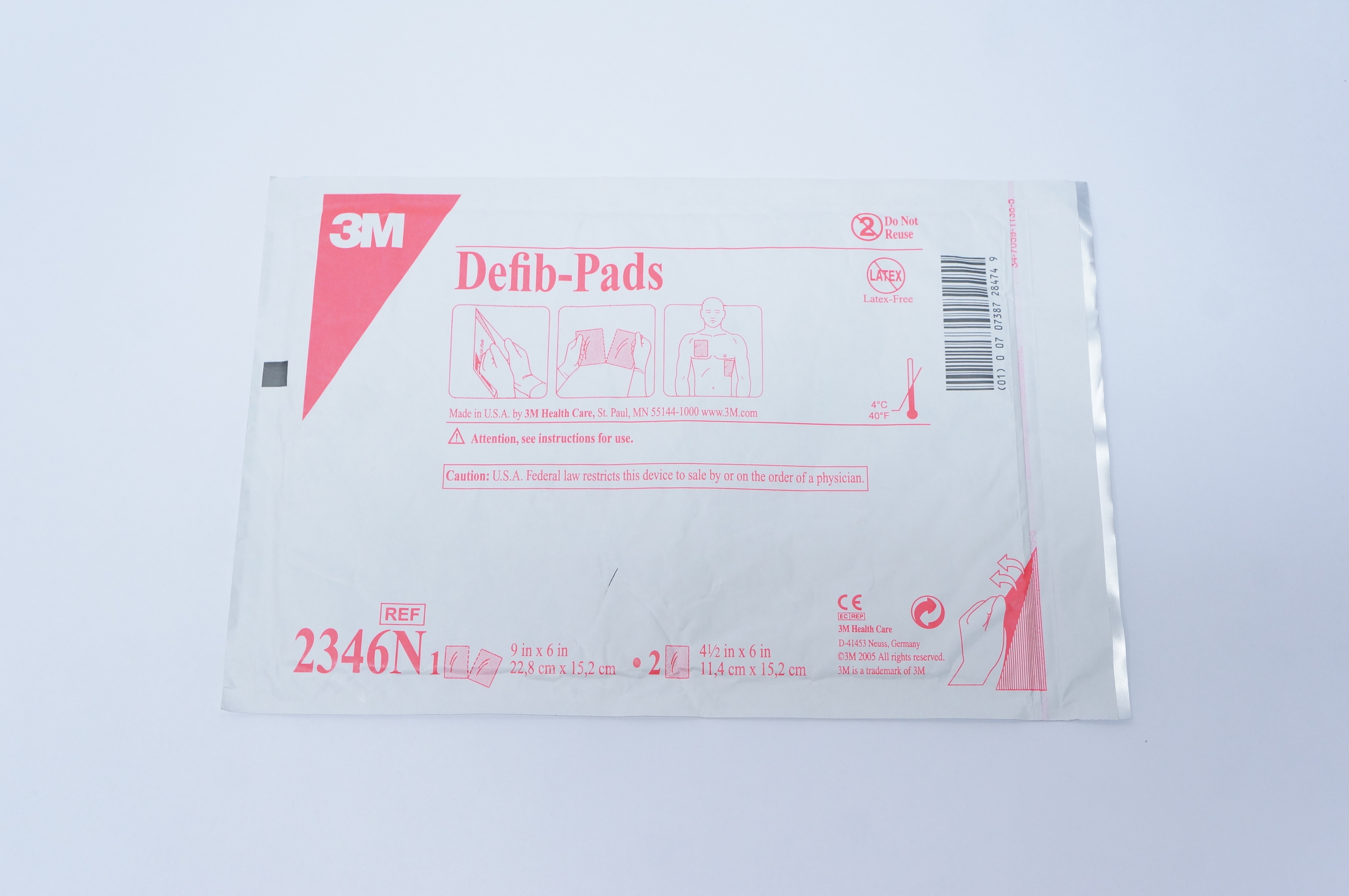 3M 2346N Defib-Pads 9inch x 6inch, 4-1/2inch x 6inch (x)