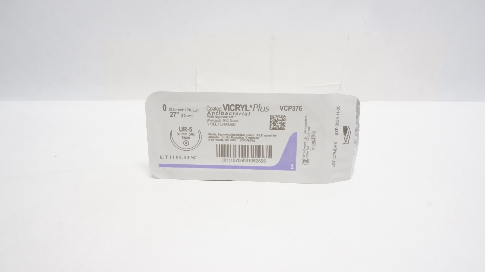 ETHICON VCP376 Coated VICRYL Plus Antibacterial Sutures 0 27"