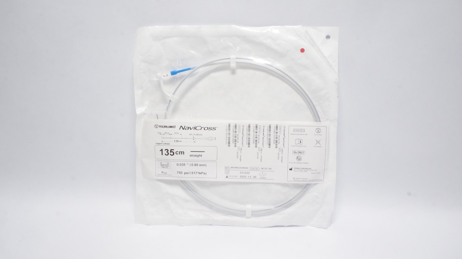 Terumo NaviCross WS*NS350N3H Support Catheter 135cm 4Fr.