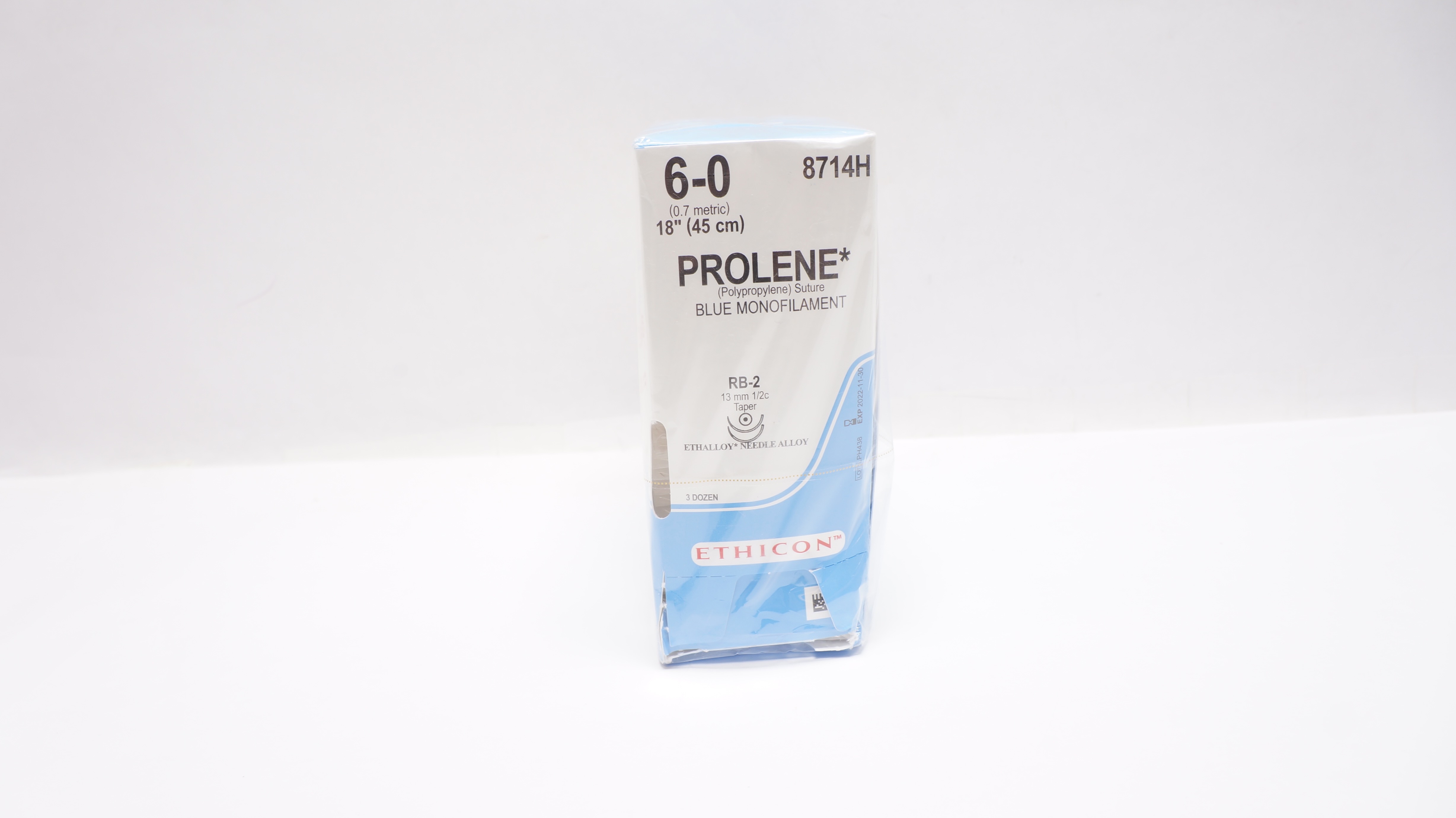Ethicon 8714H 6-0 PROLENE, RB-2, 13mm 1/2c Taper, 18inch (x) - Box of 36