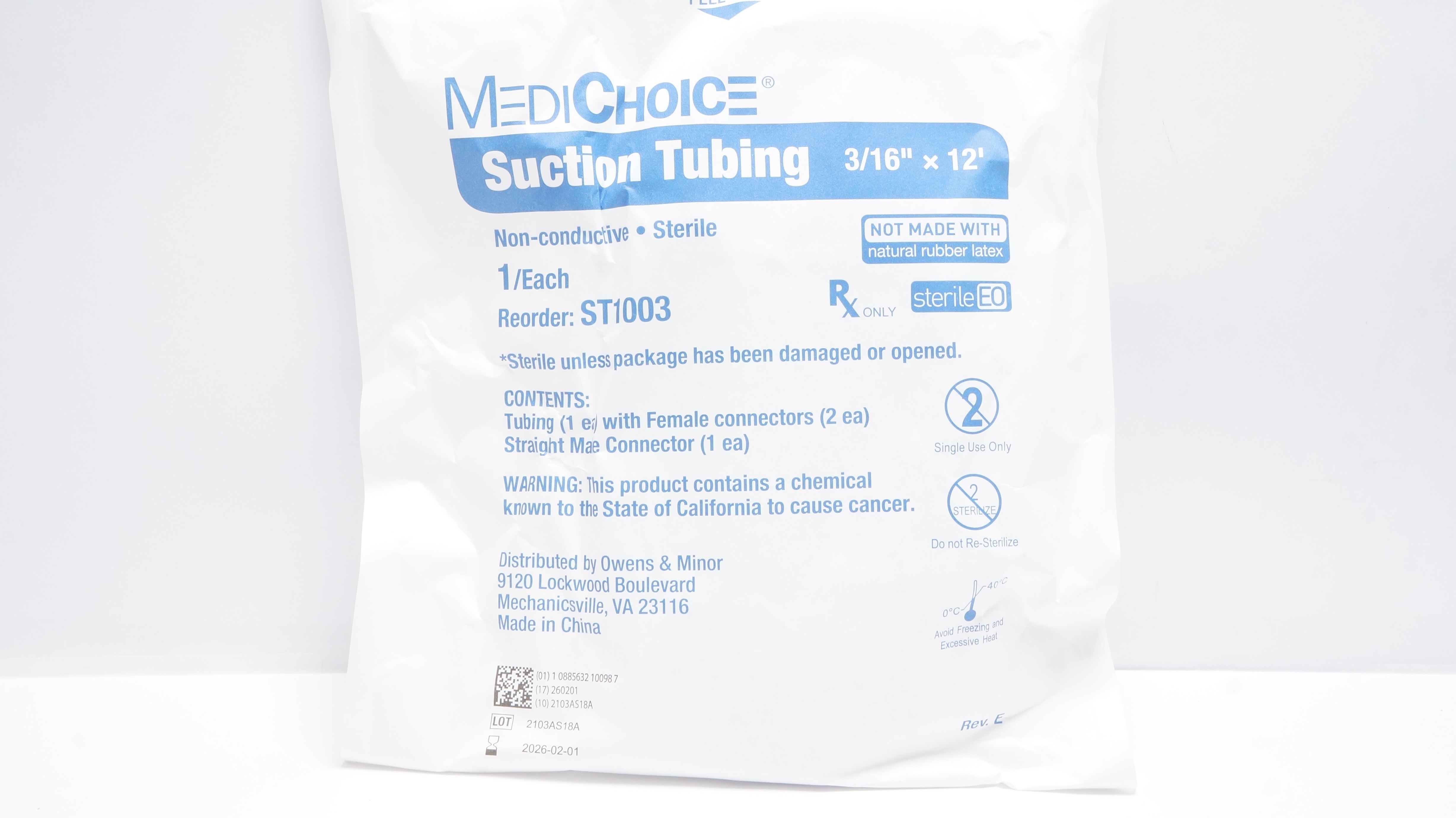 MediChoice ST1003 Suction Tubing 3/16inch x 12Ft.