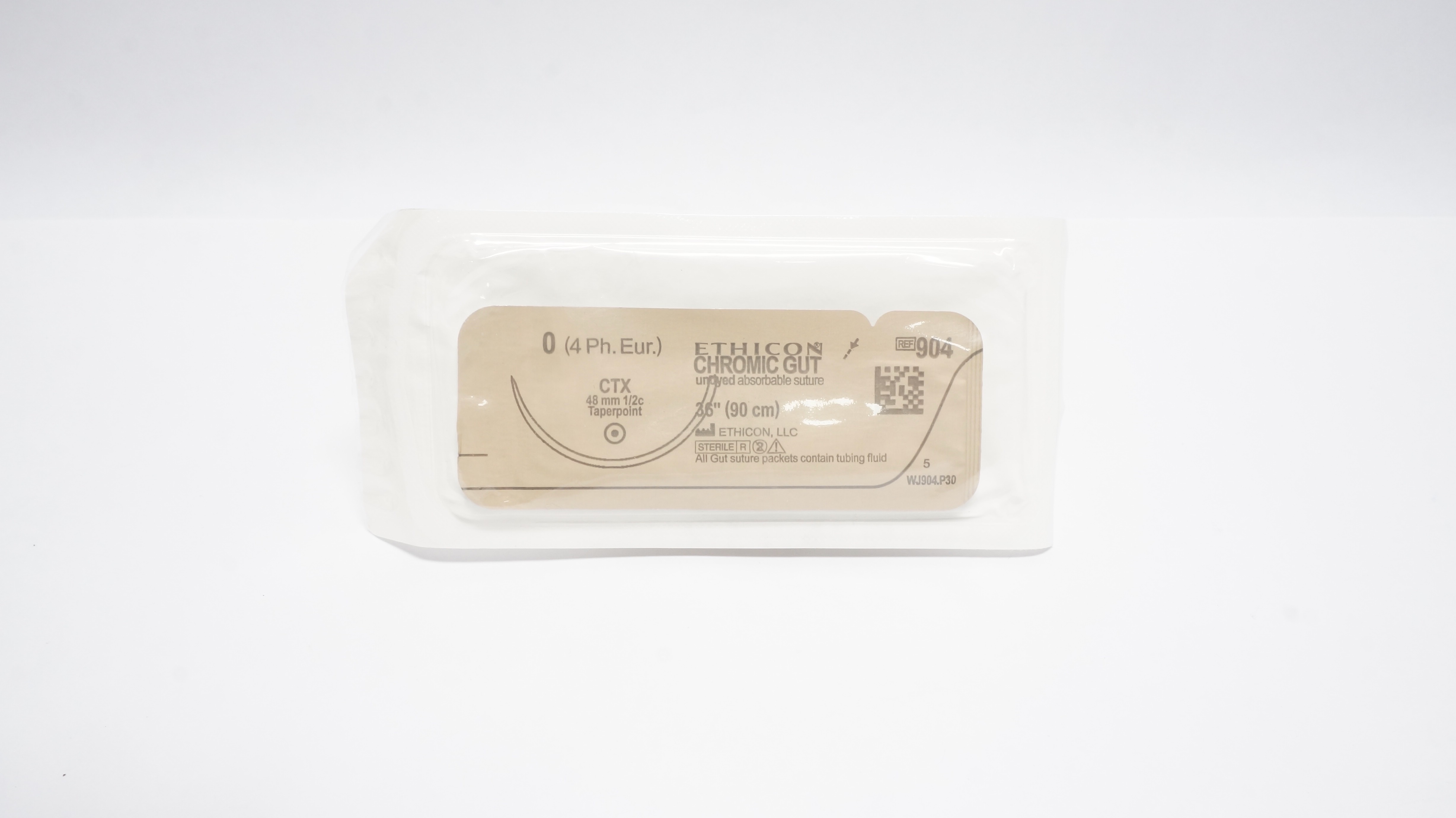 Ethicon 904 0 Chromic Gut Surgical Stre CTX 48mm 1/2c Taper, 36inch