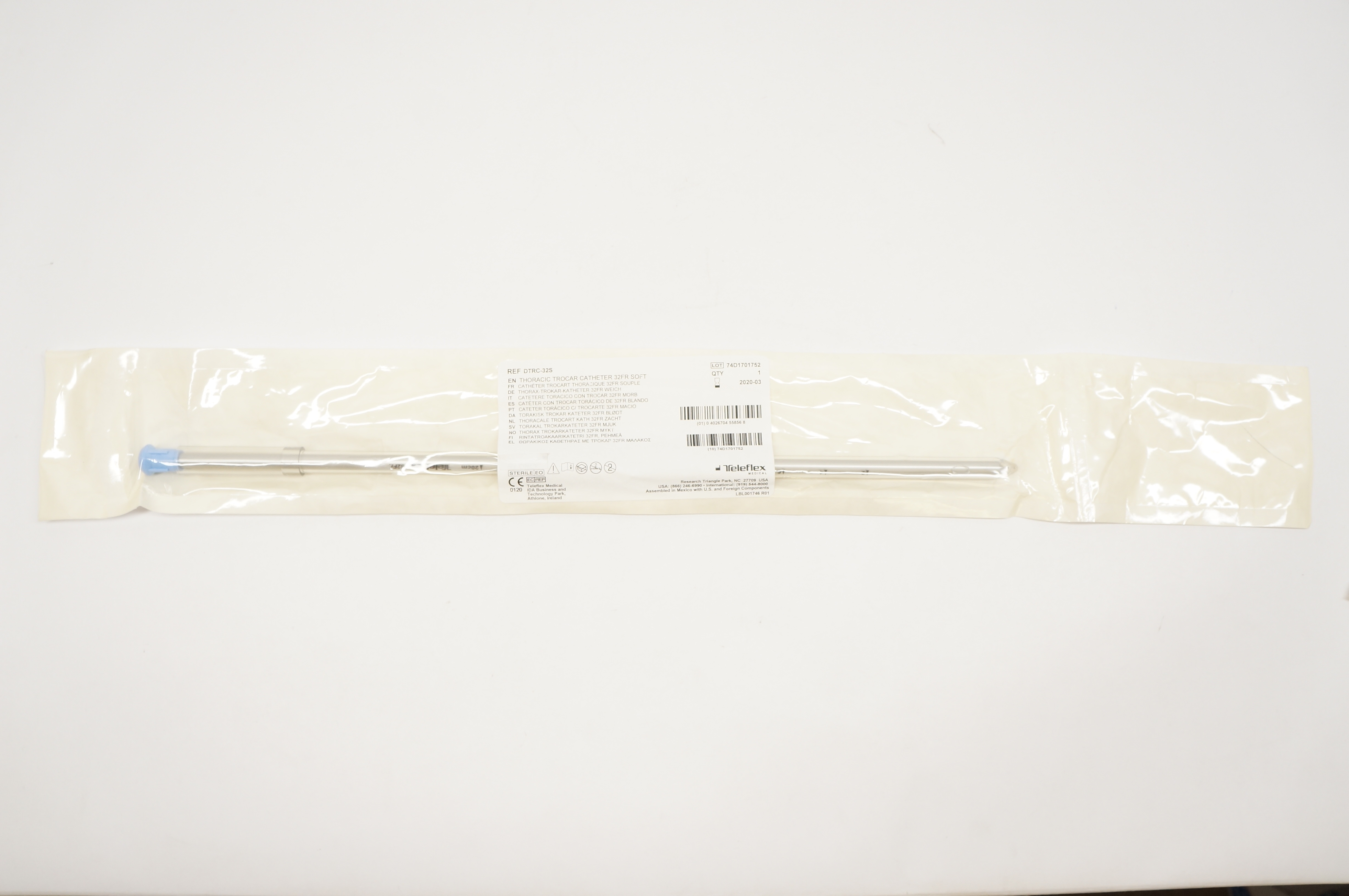 Teleflex DTRC-32S Thoracic Trocar Cath. 32Fr. Soft (x)