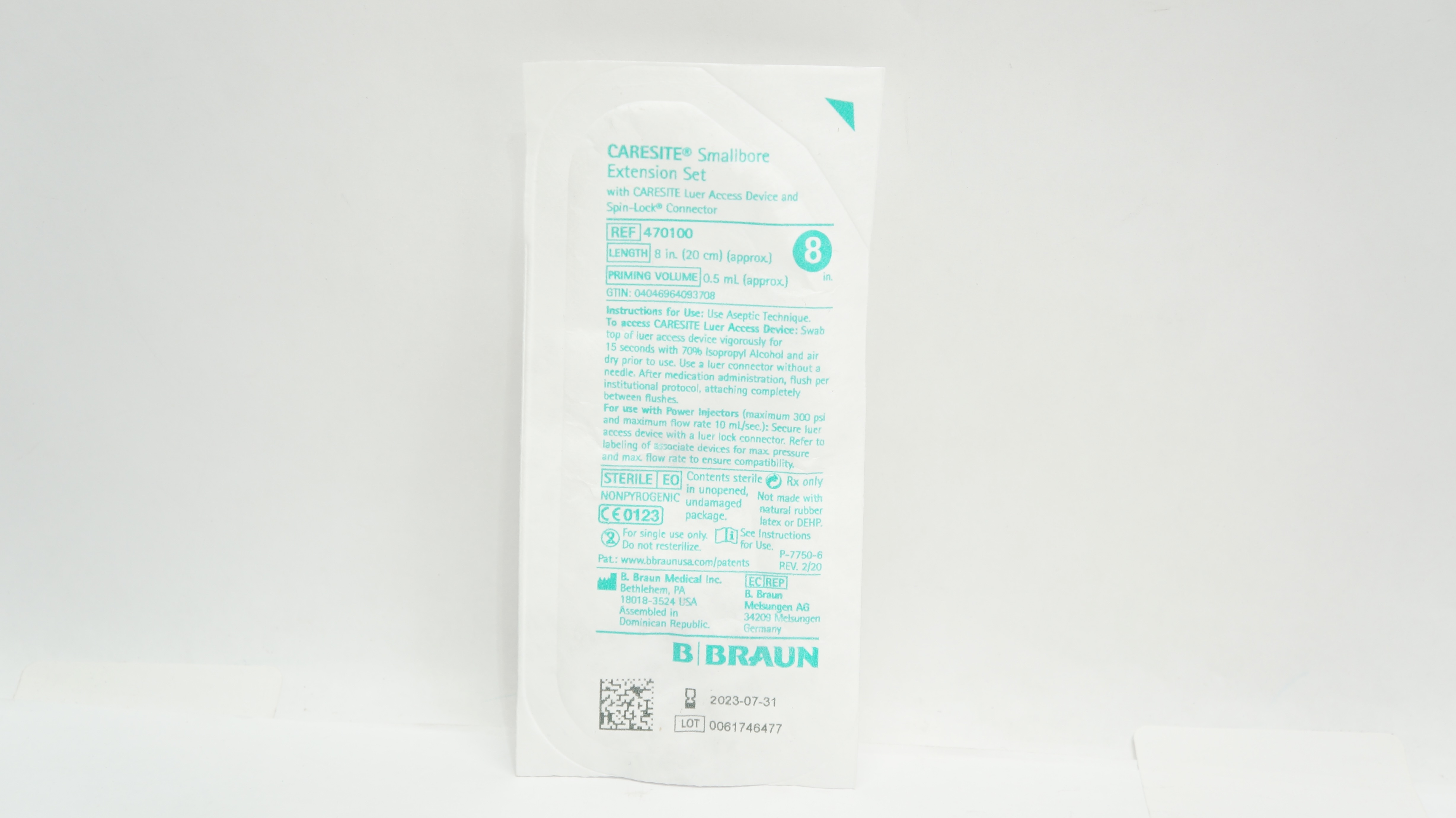Braun 470100 Caresite Smallbore Extension Set 8inch x 0.5mL Approx. (x)