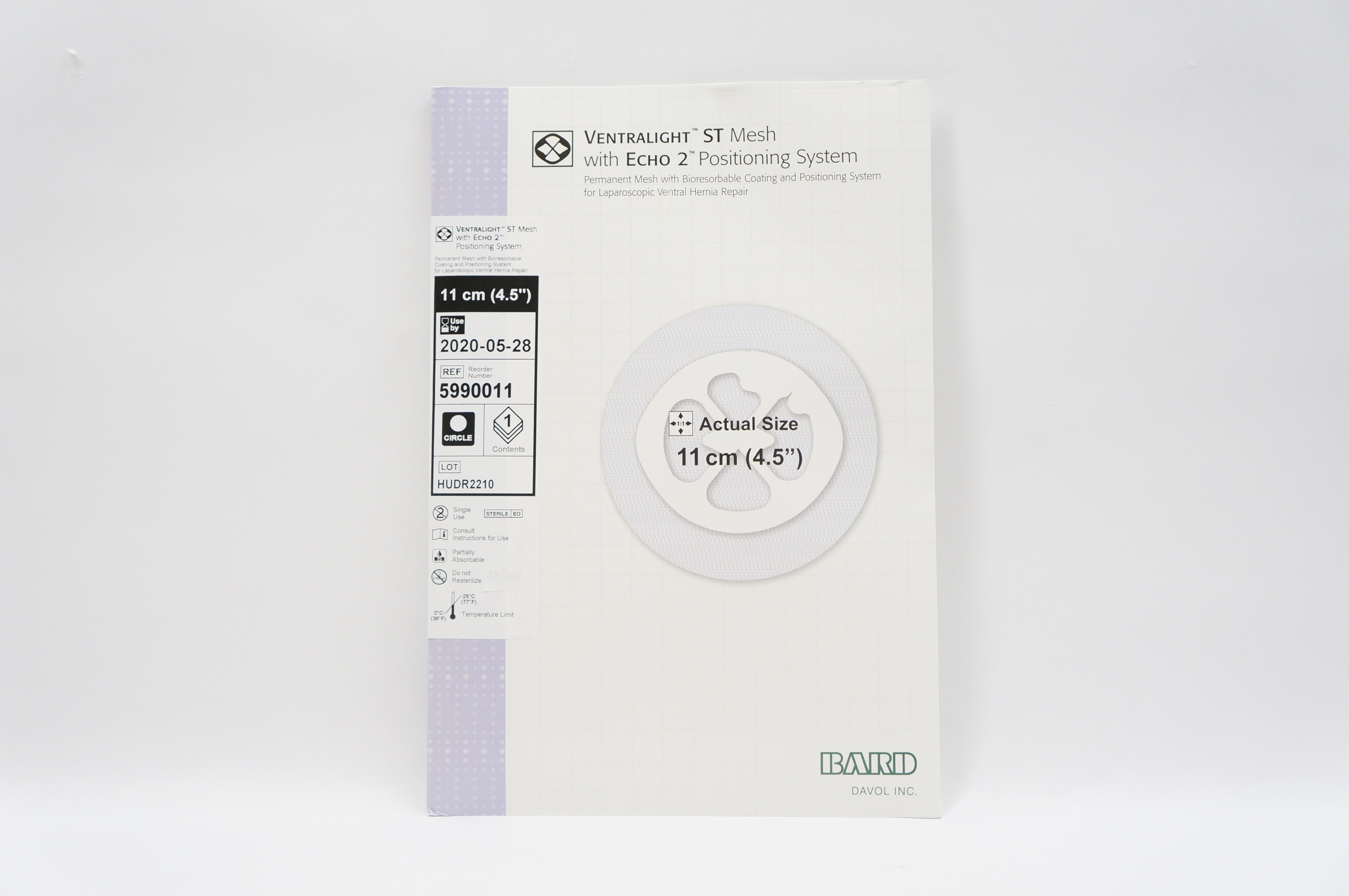 Bard 5990011 Ventralight ST Mesh With Echo 2 Positioning System, 4.5 inch (x)