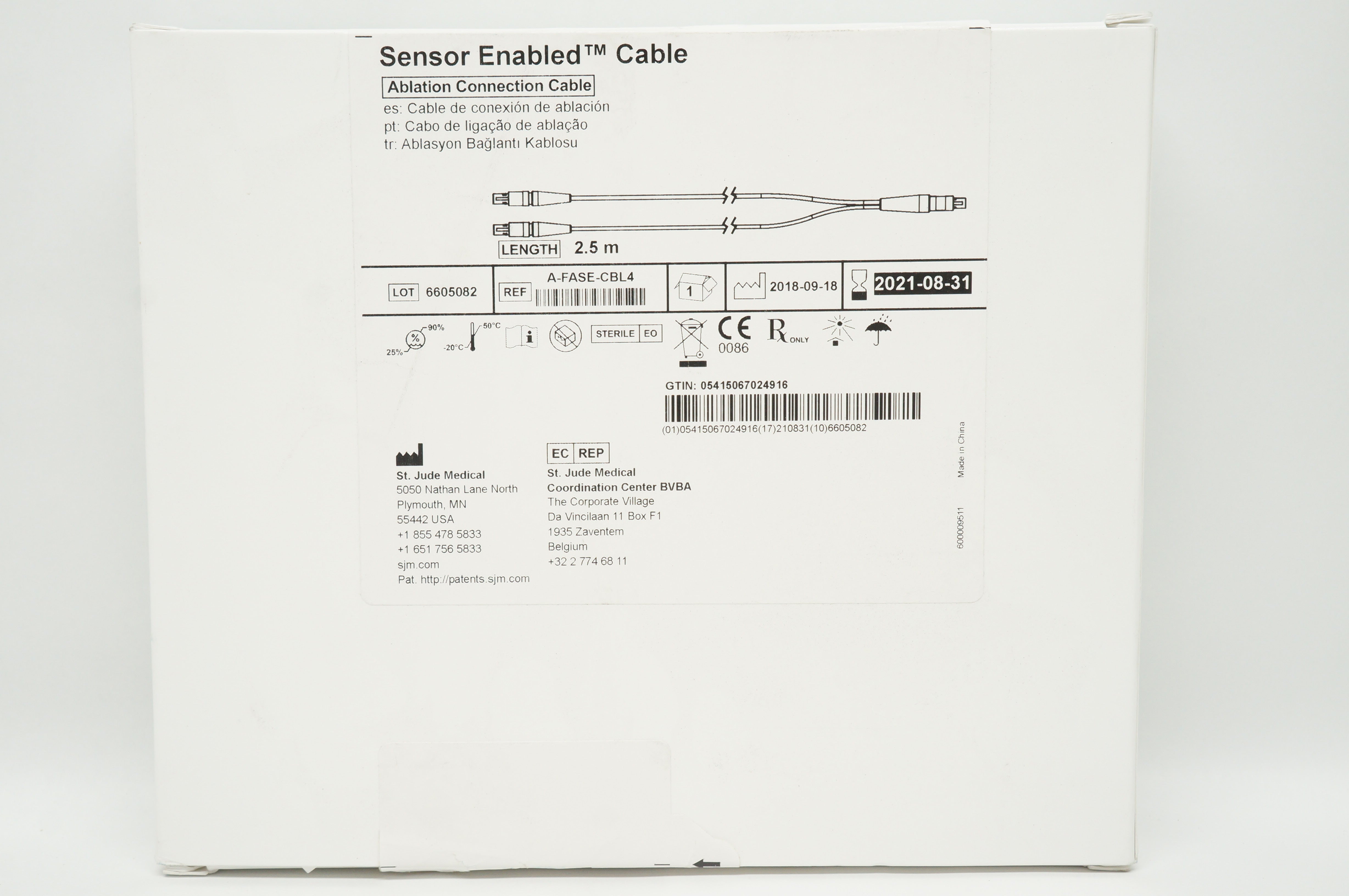 St. Jude Medical A-FASE-CBL4 Sensor Enabled Ablation Connection Cable 2.5m (x)